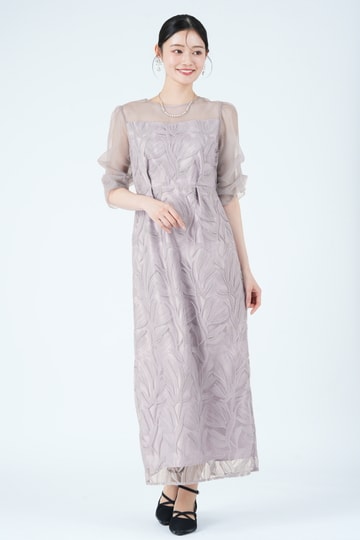 リーフ柄レース刺繍ラベンダーグレードレス