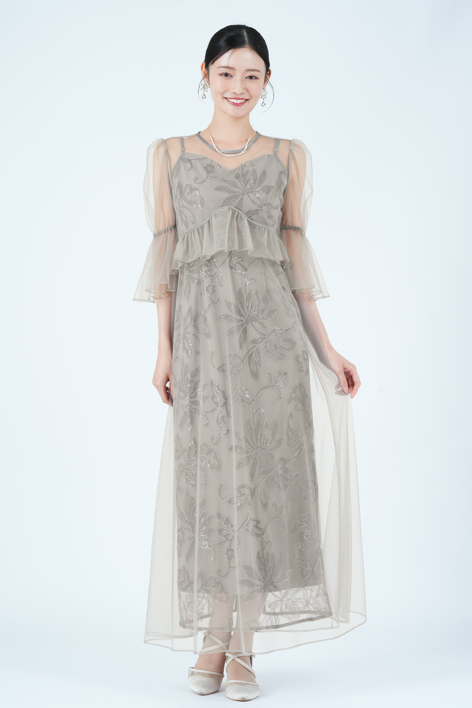 LEJA フラワースパンコール×シアーフリルグレードレス (S) をレンタル