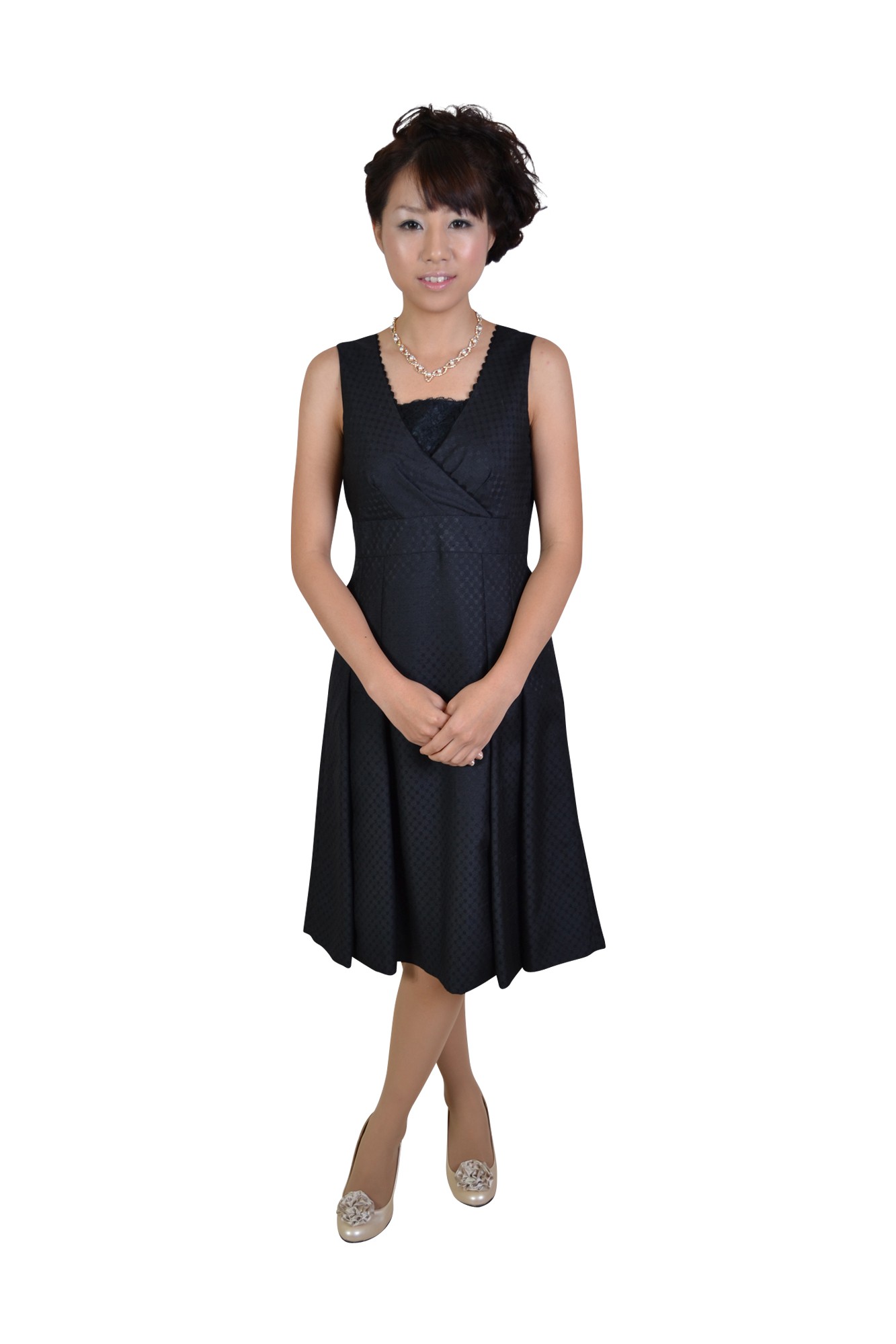 ひざ下丈ブラックドレスセット