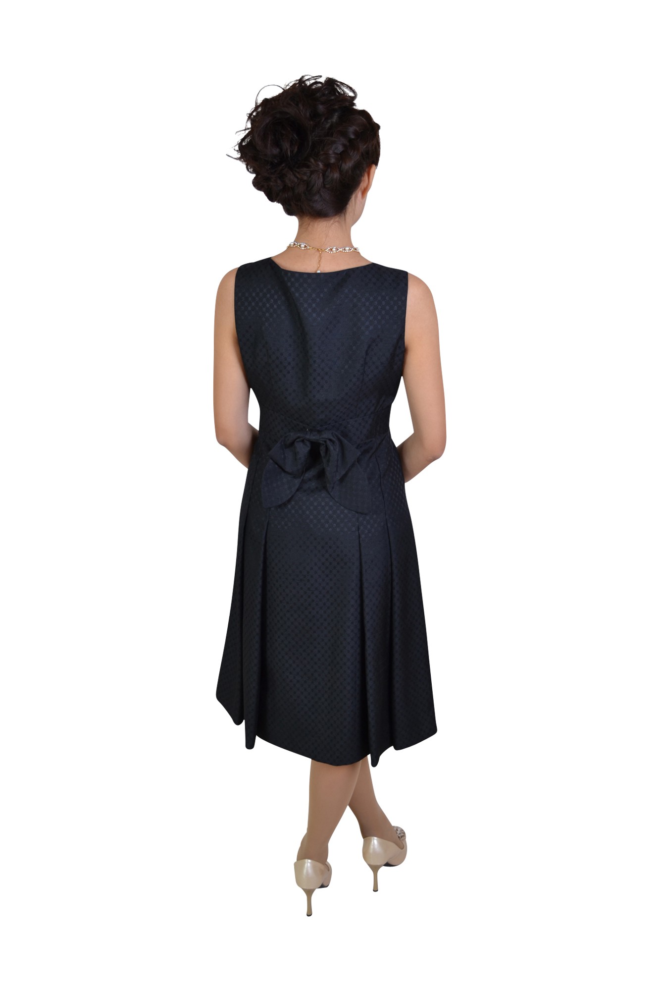 ひざ下丈ブラックドレスセット