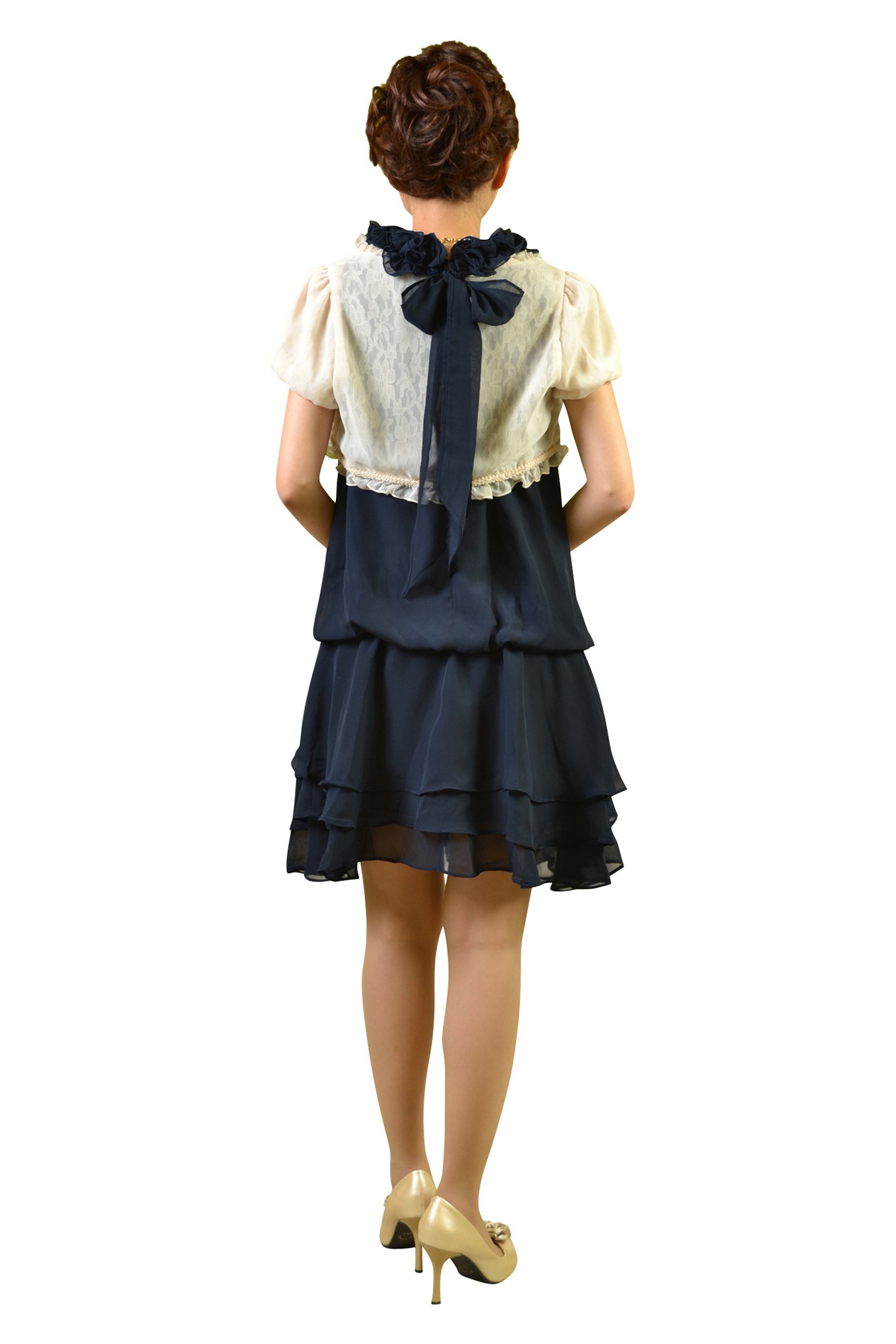 ネイビー後ろリボンドレスセット