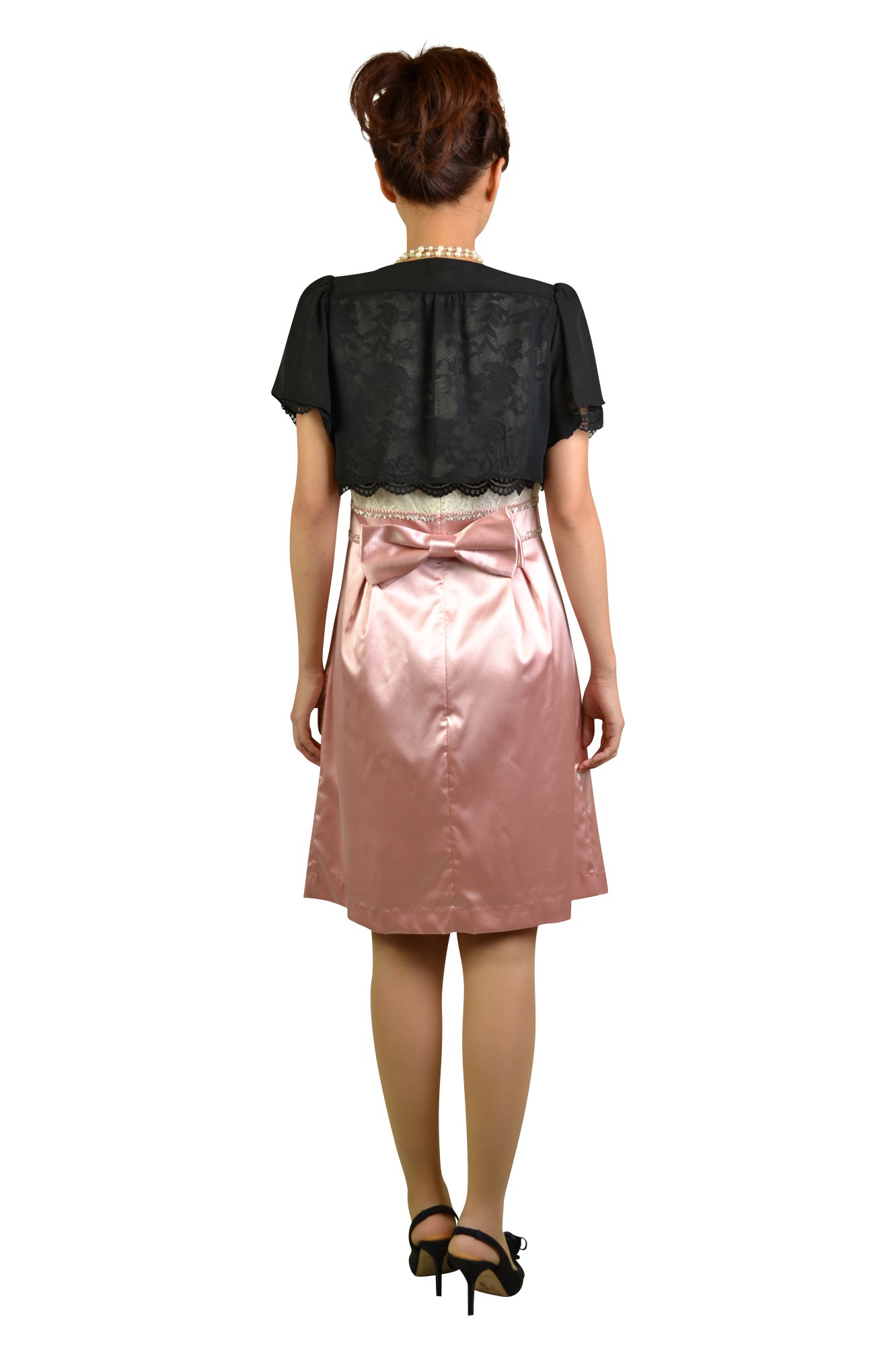 ピンクレースバイカラードレスセット