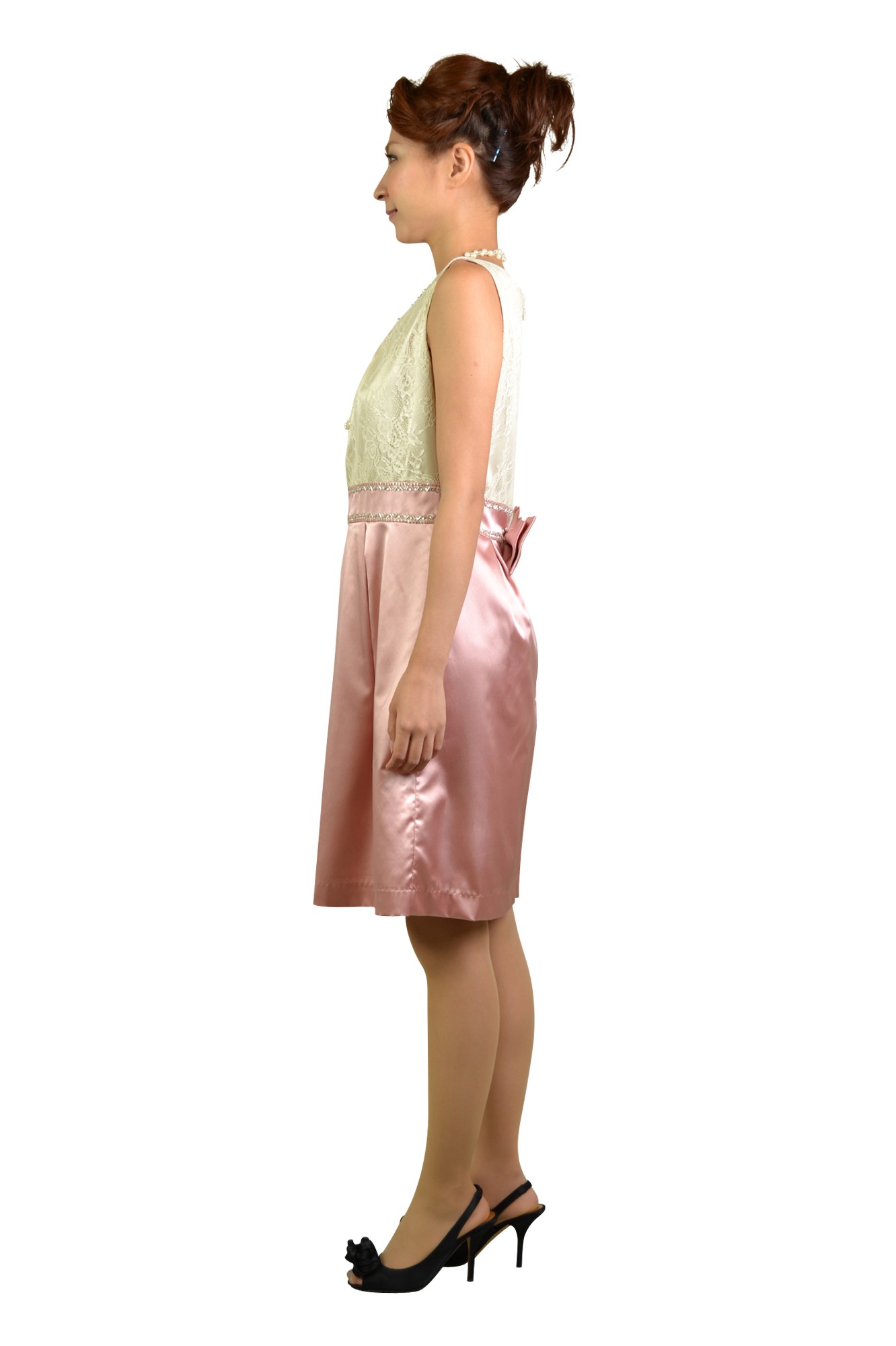 ピンクレースバイカラードレスセット