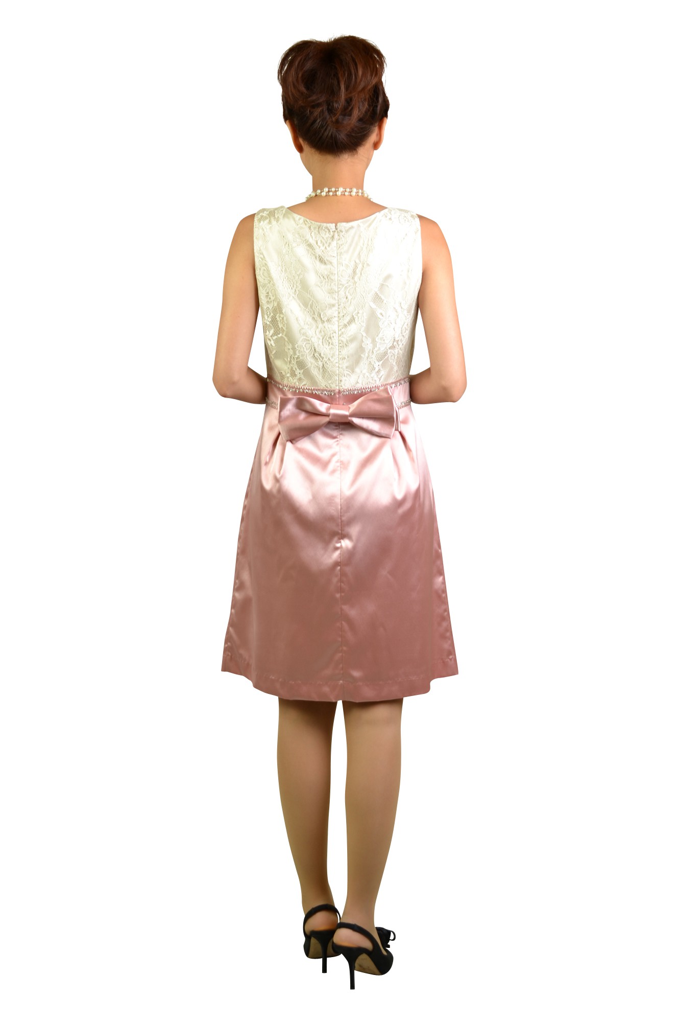 ピンクレースバイカラードレスセット