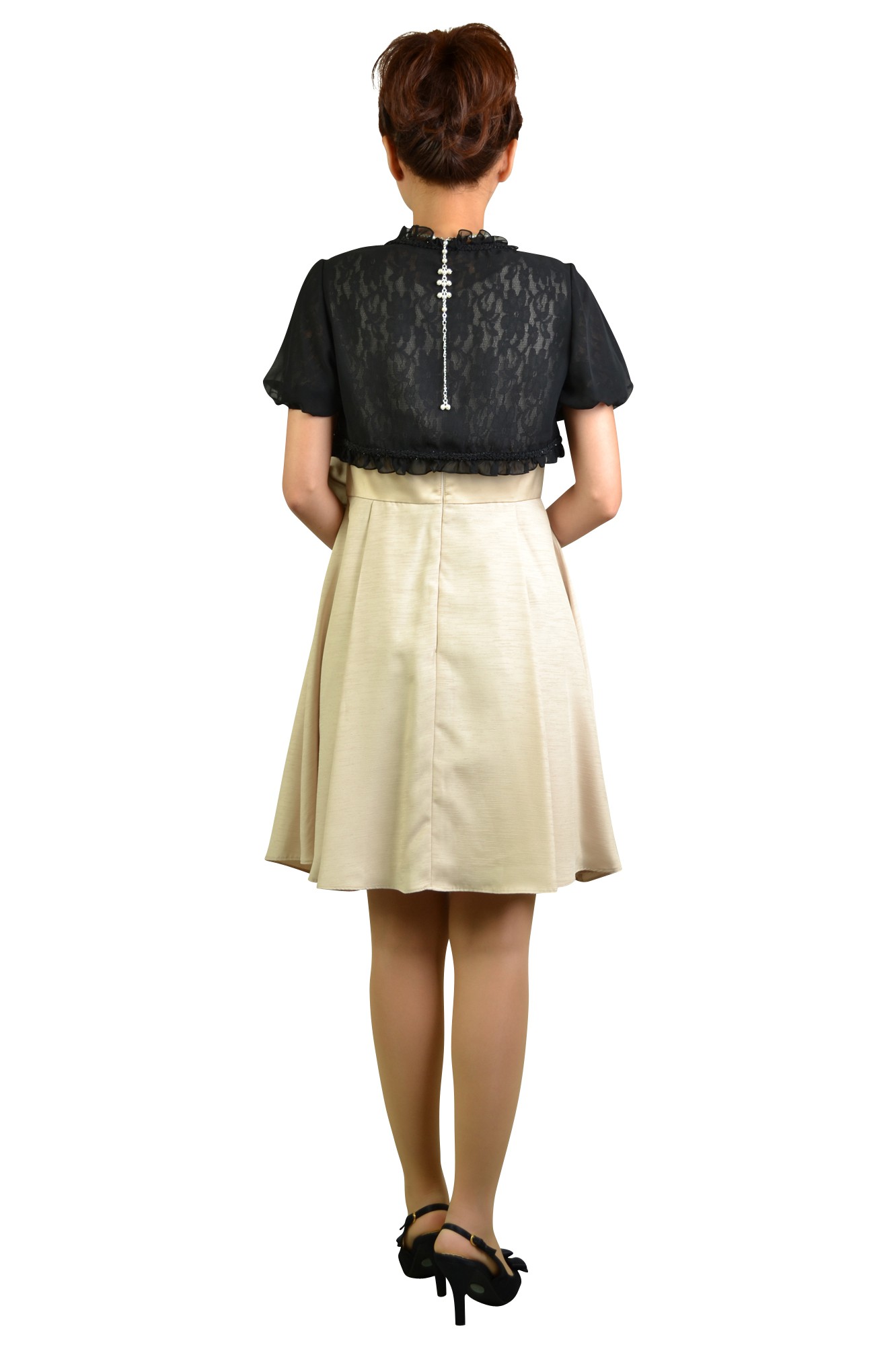 レース&times;ベージュバイカラードレスセット