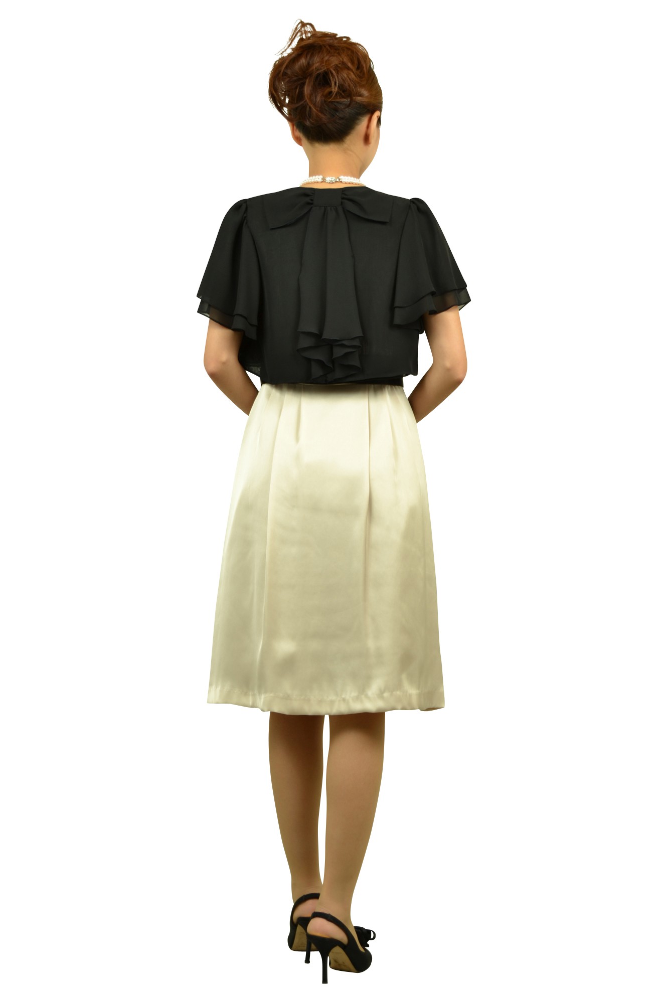 シャンパンミニ袖ドレスセット