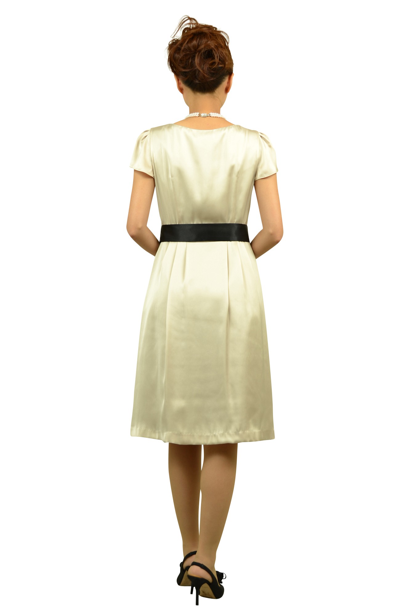 シャンパンミニ袖ドレスセット