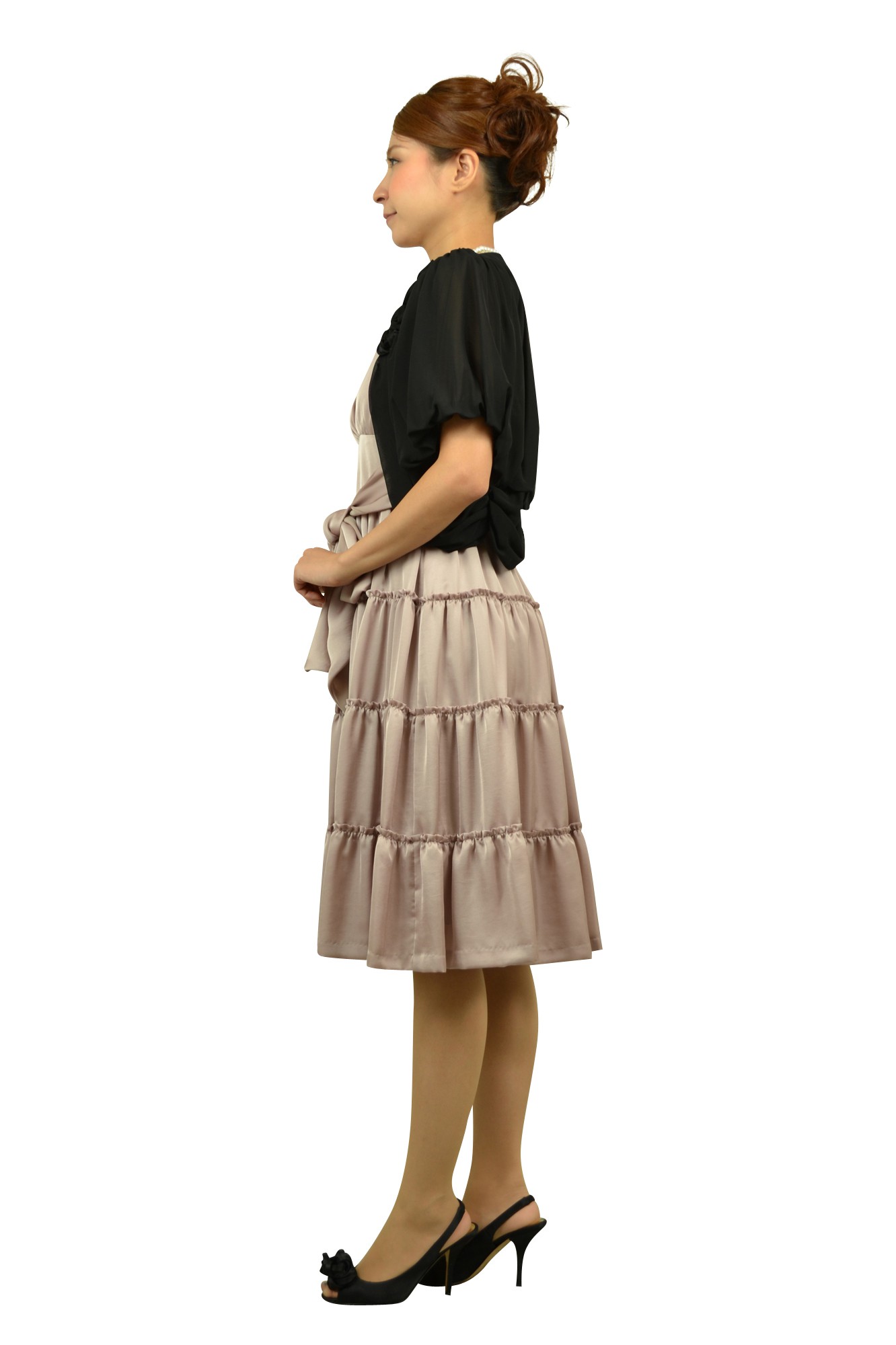 シルバーピンクティアードドレスセット