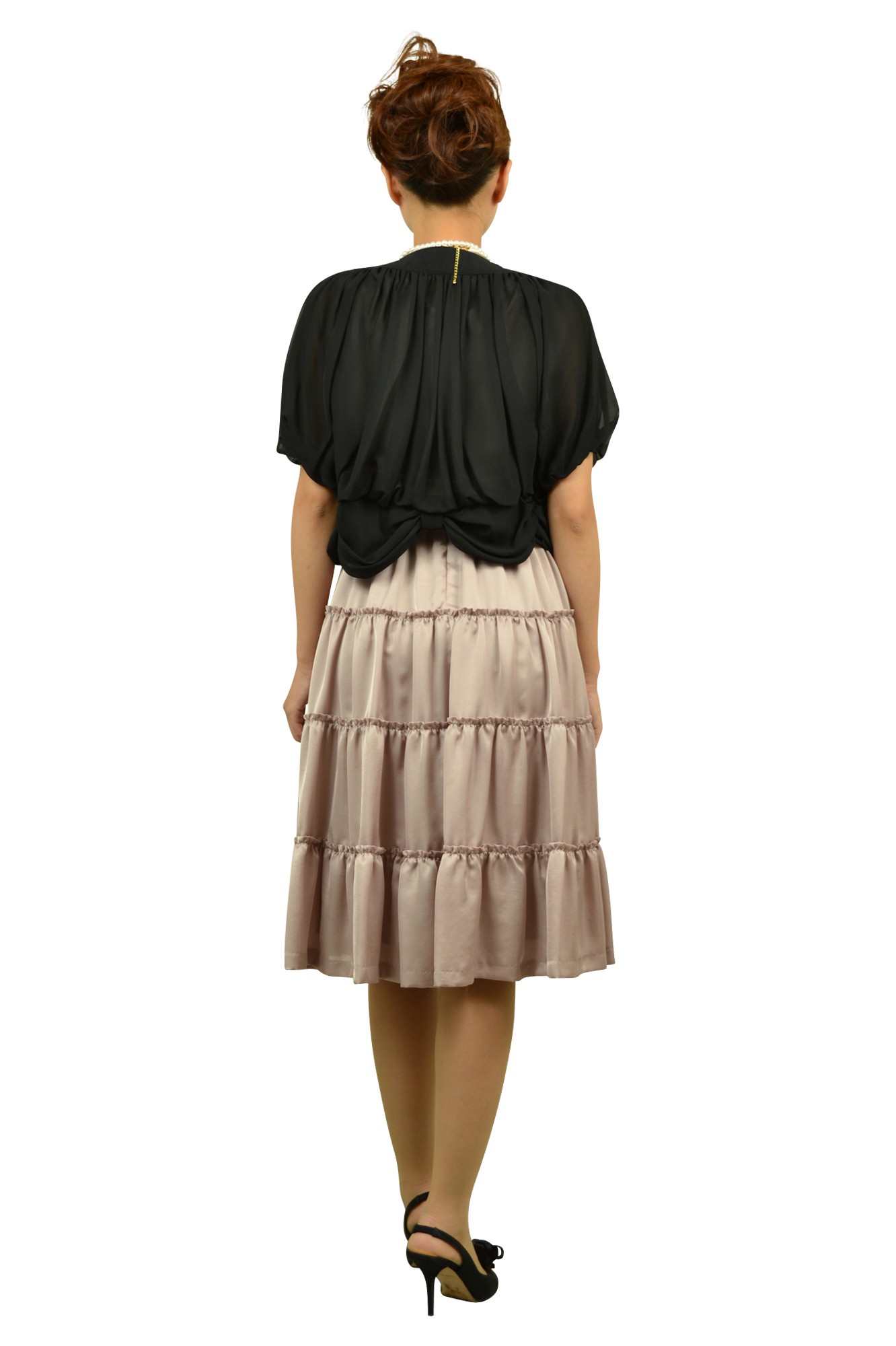 シルバーピンクティアードドレスセット