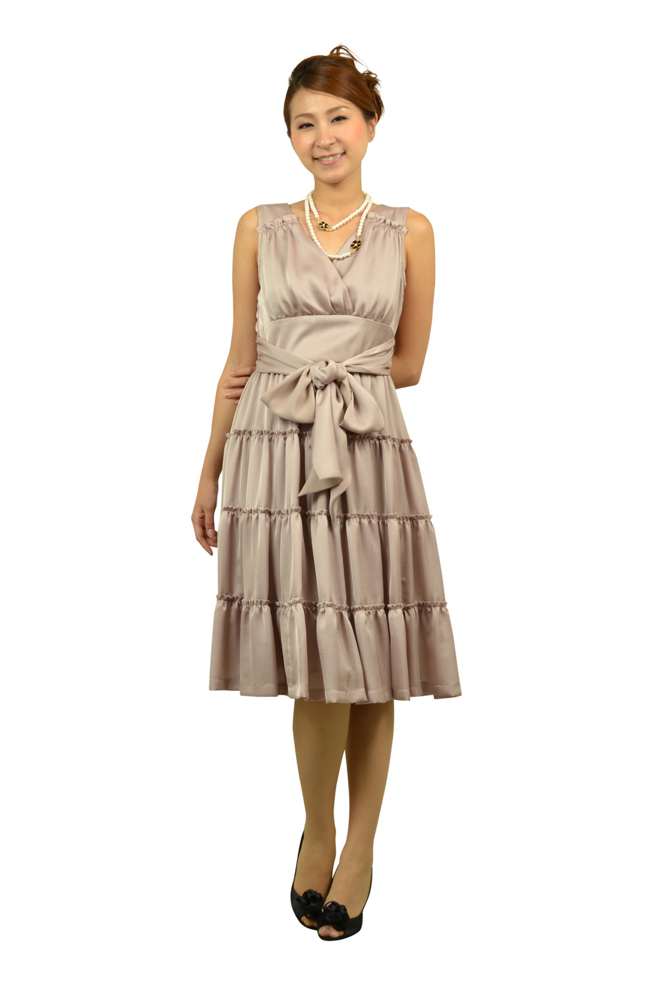 シルバーピンクティアードドレスセット