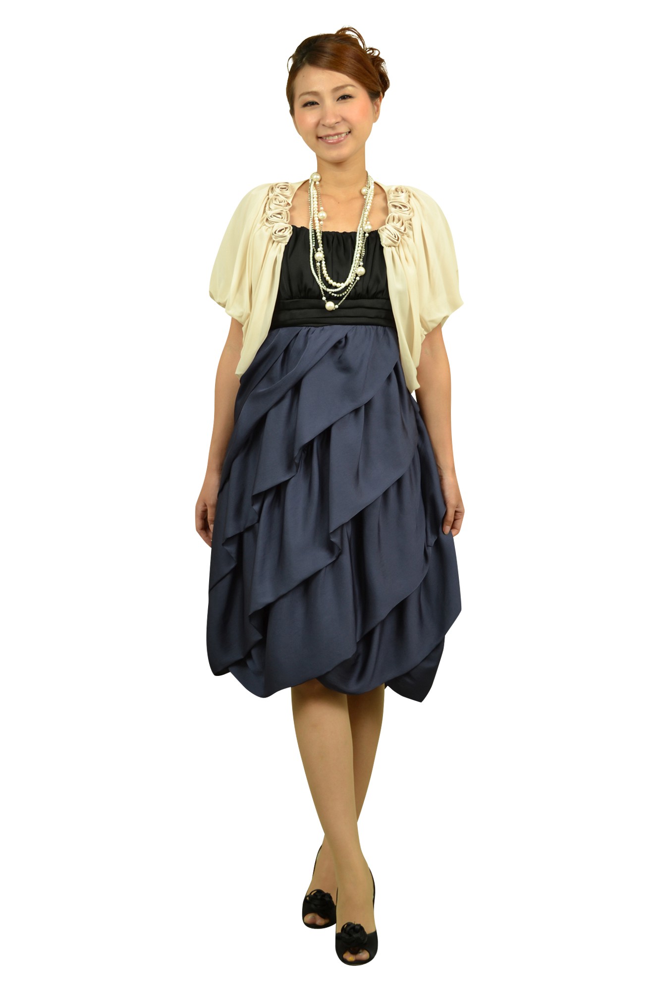 4連パール調ロングネックレス