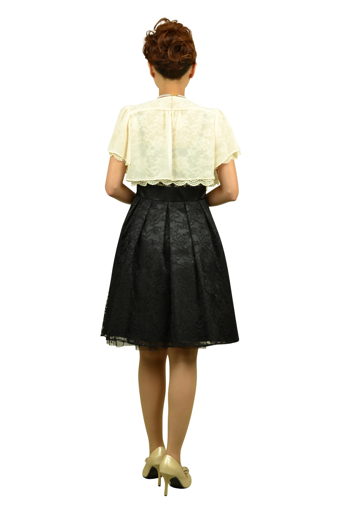 シャンパンブラックレースドレスセット