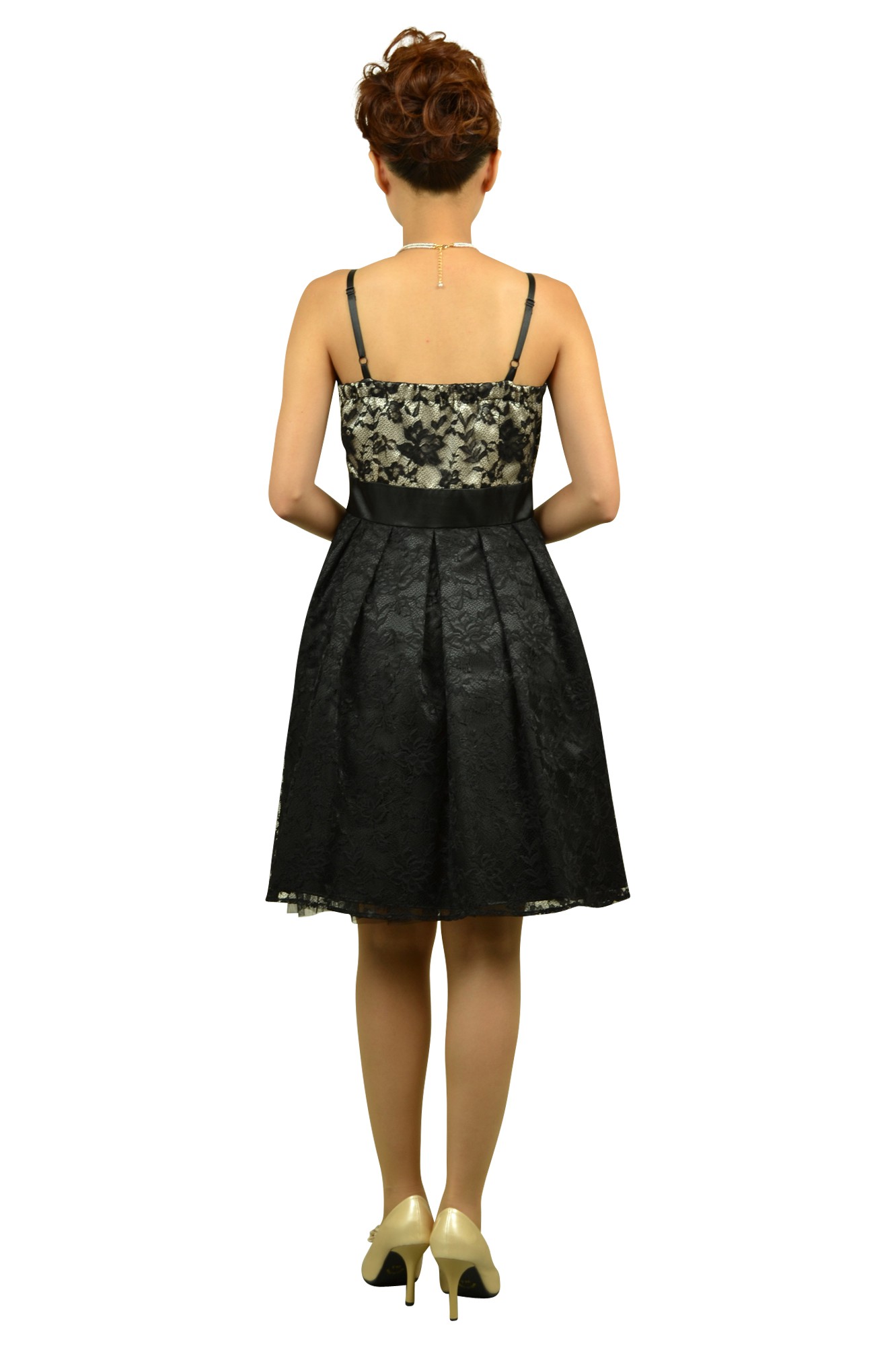 シャンパンブラックレースドレスセット