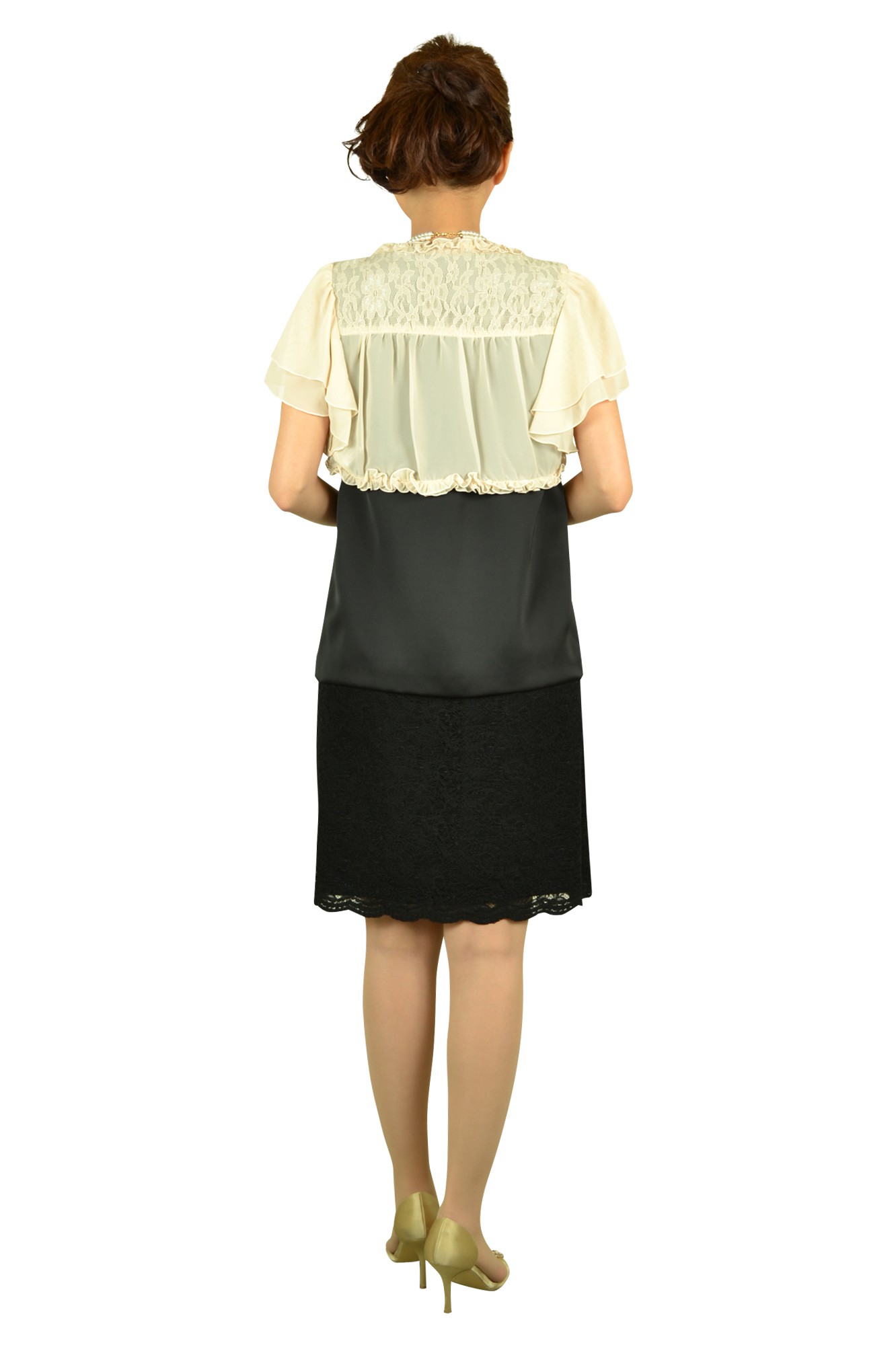 ブラックレース切り替えドレスセット