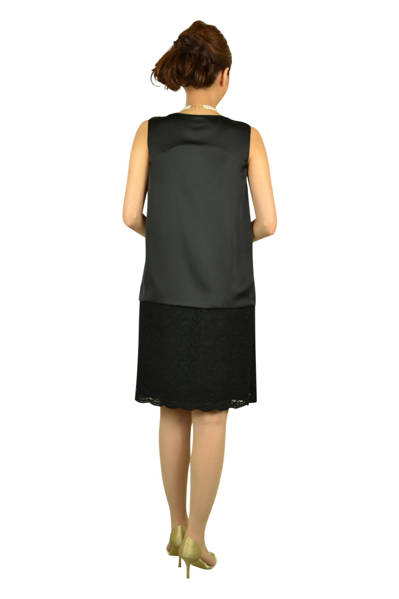 ブラックレース切り替えドレスセット