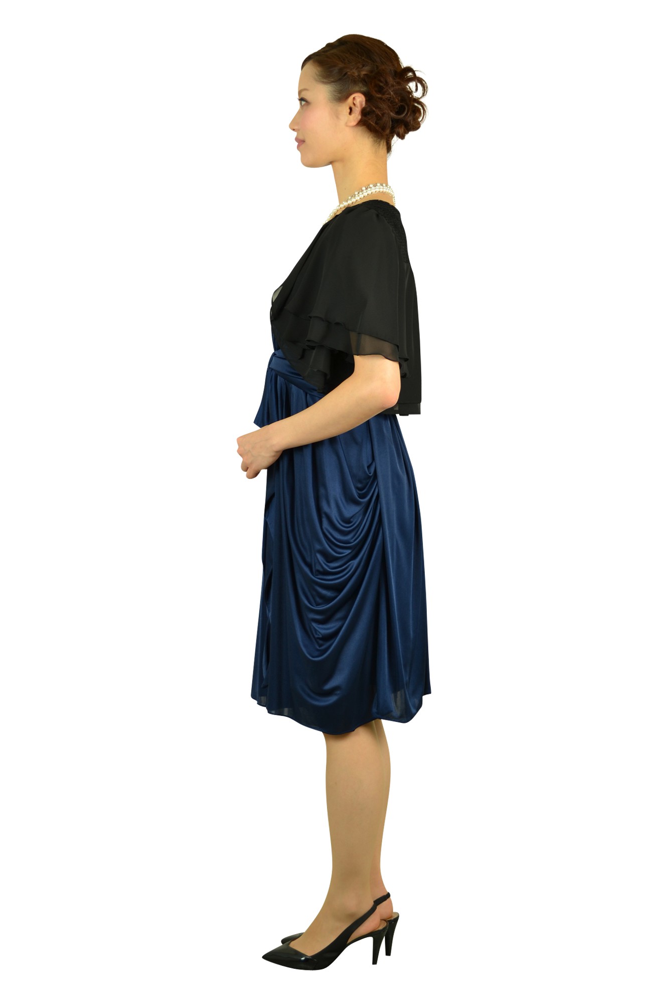 ネイビー光沢ストレッチドレスセット