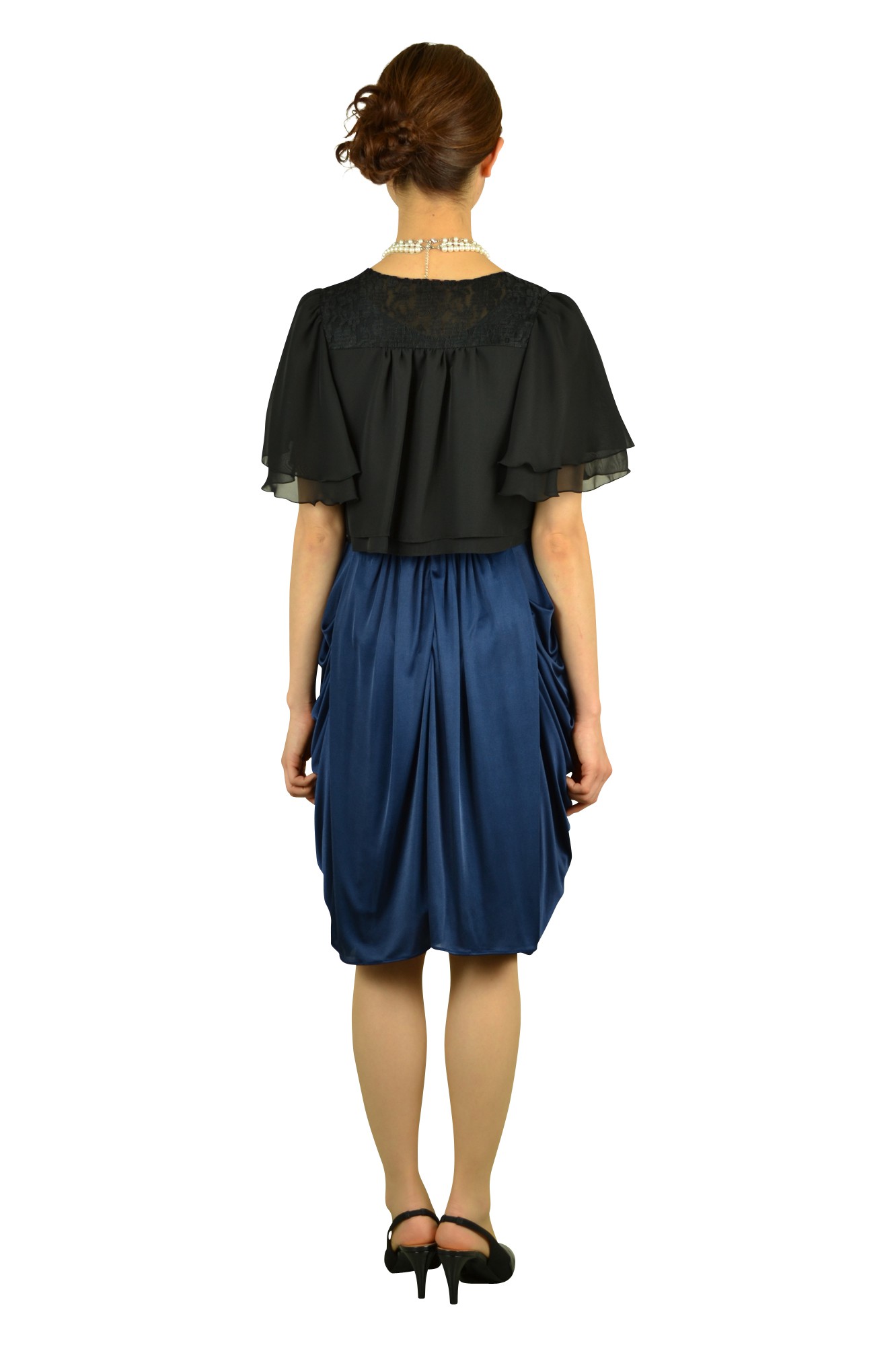 ネイビー光沢ストレッチドレスセット