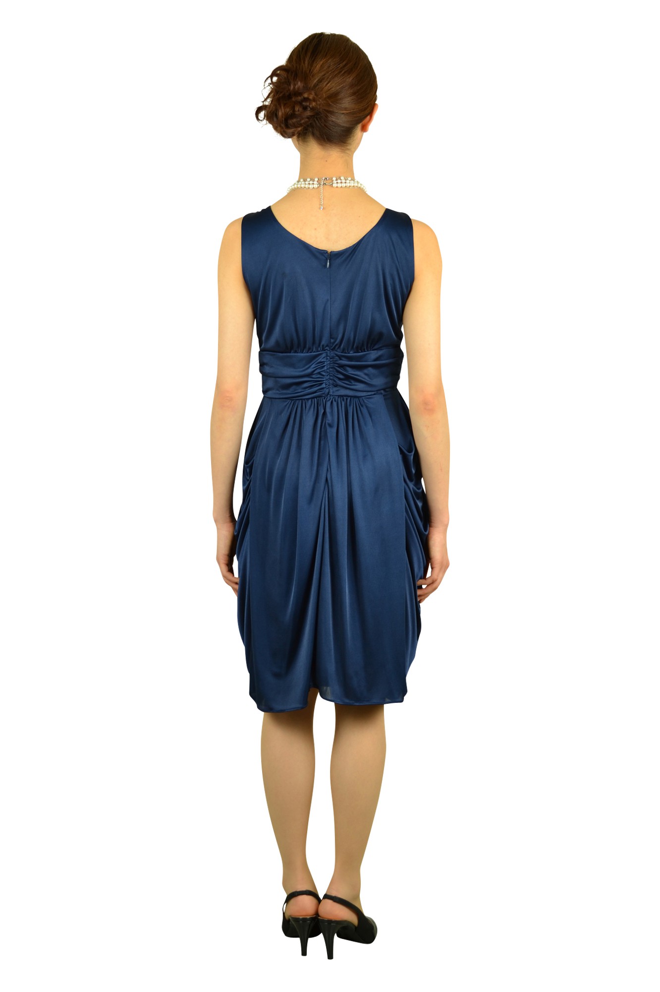 ネイビー光沢ストレッチドレス