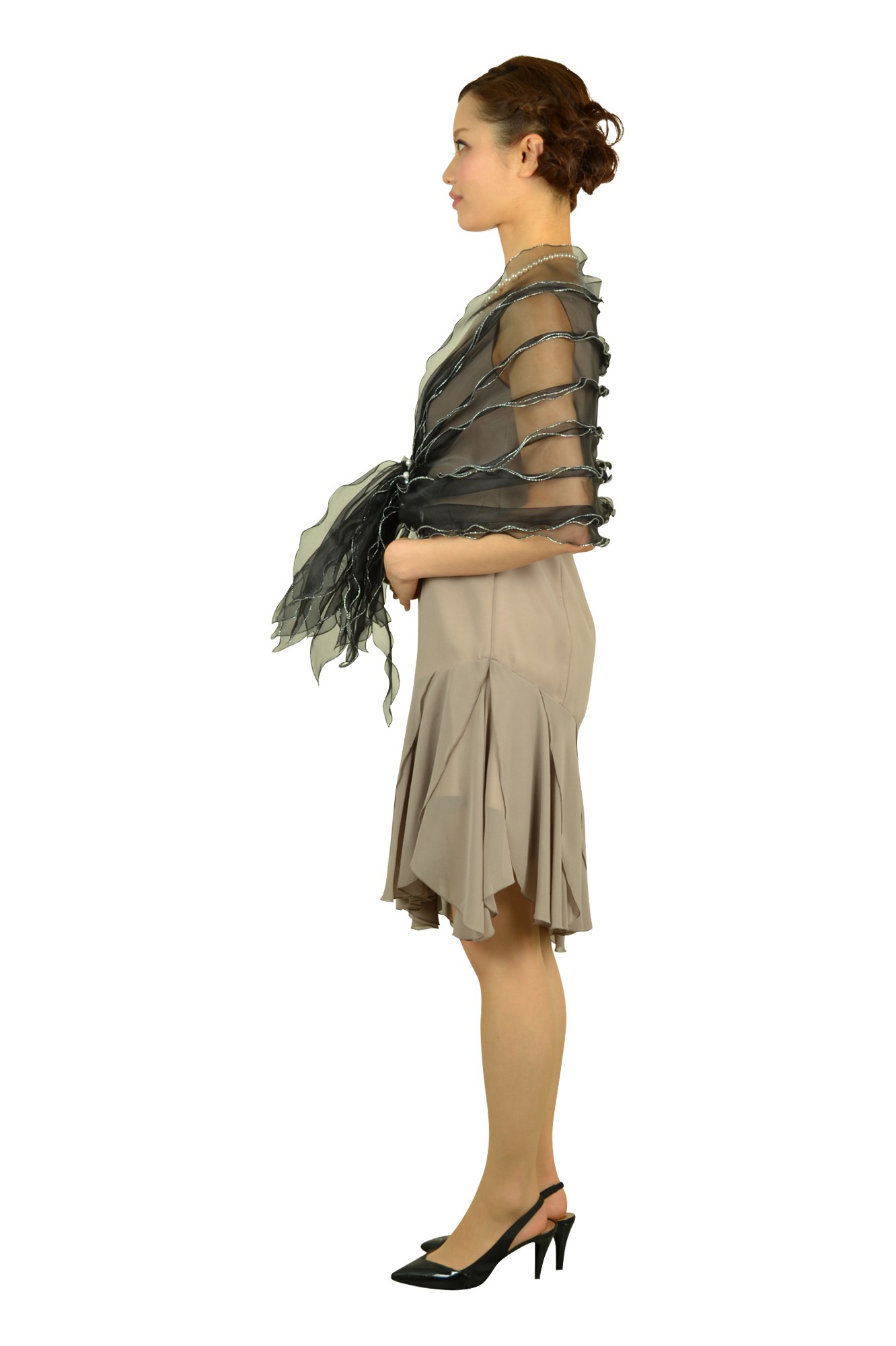 グレージュアシメドレスセット