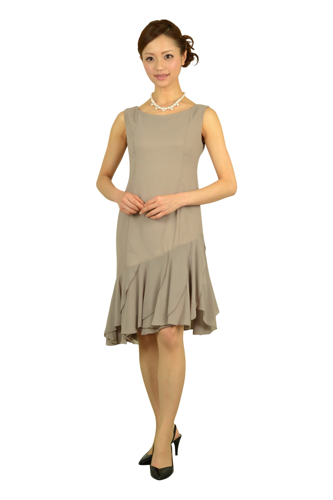 グレージュアシメドレスセット