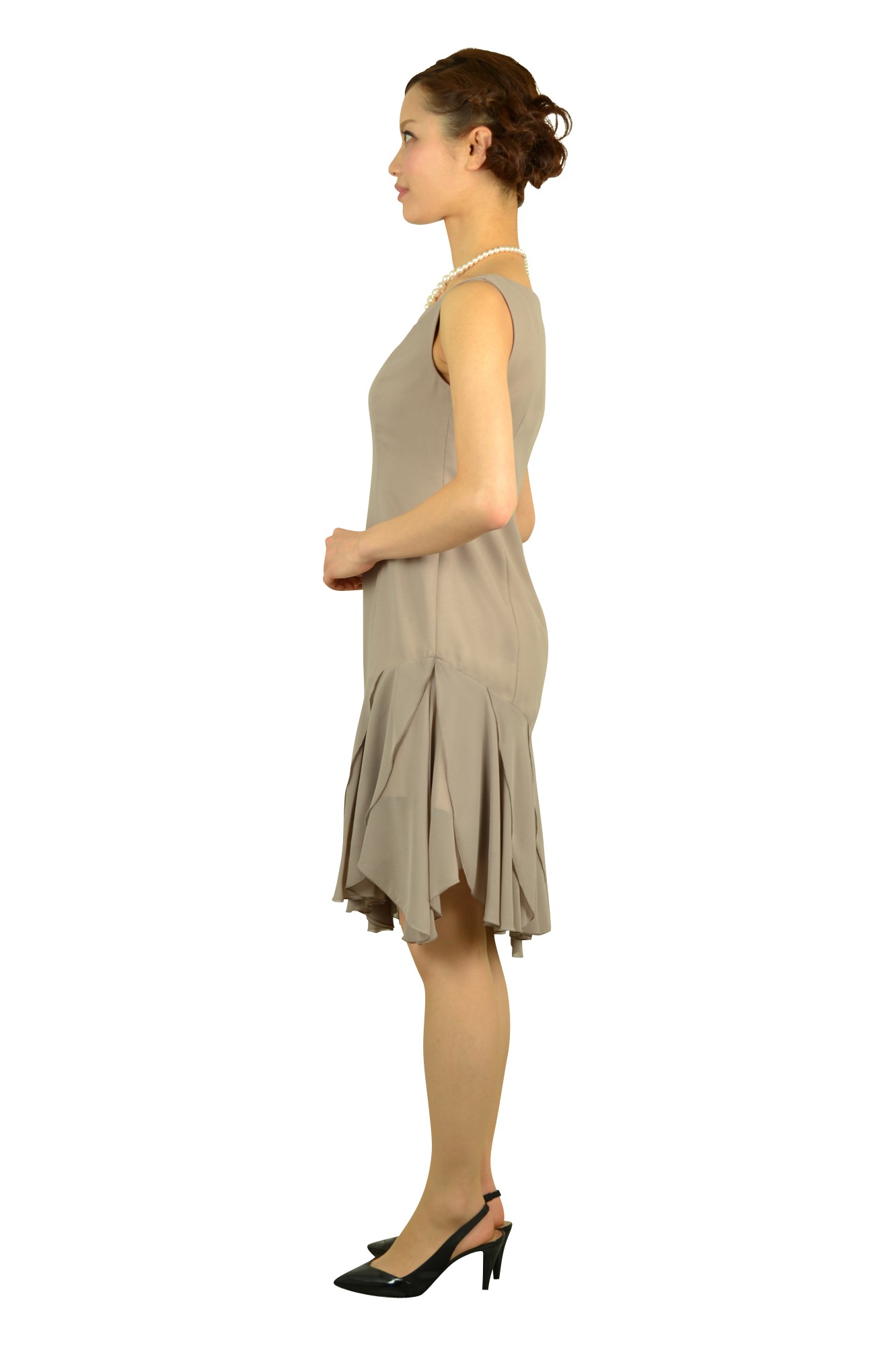 グレージュアシメドレスセット