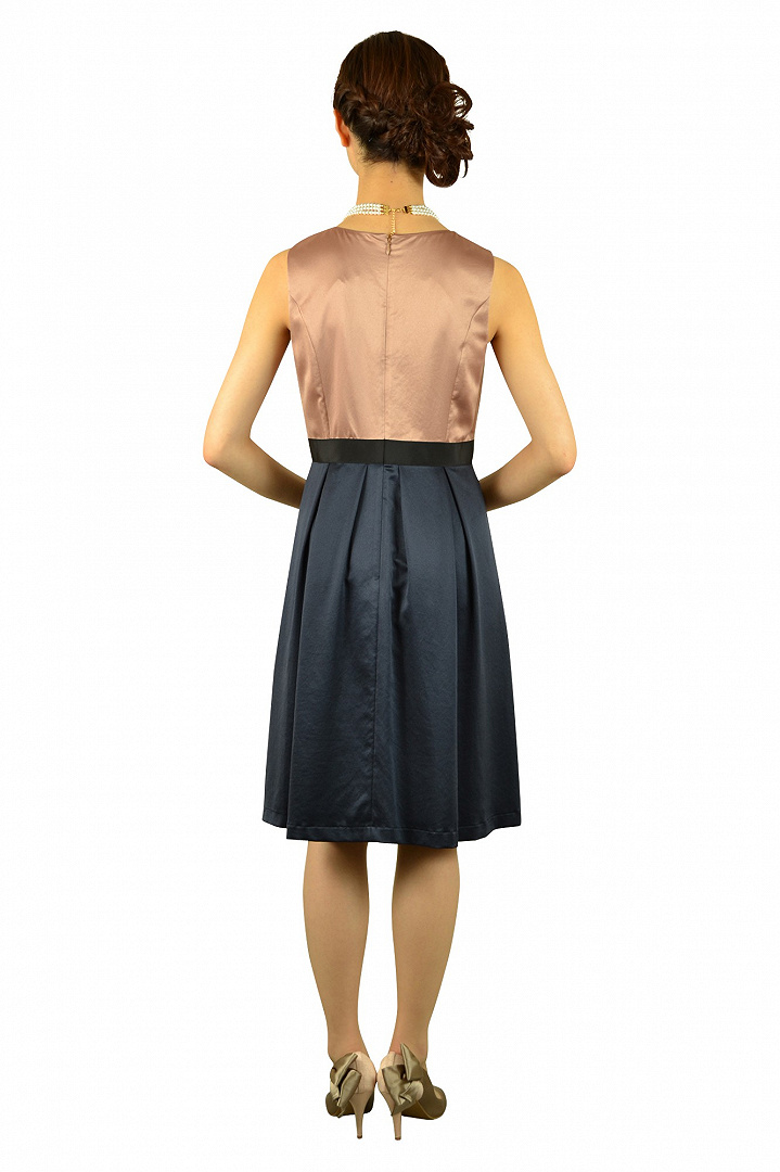 キャメル×ネイビーバイカラードレスセット