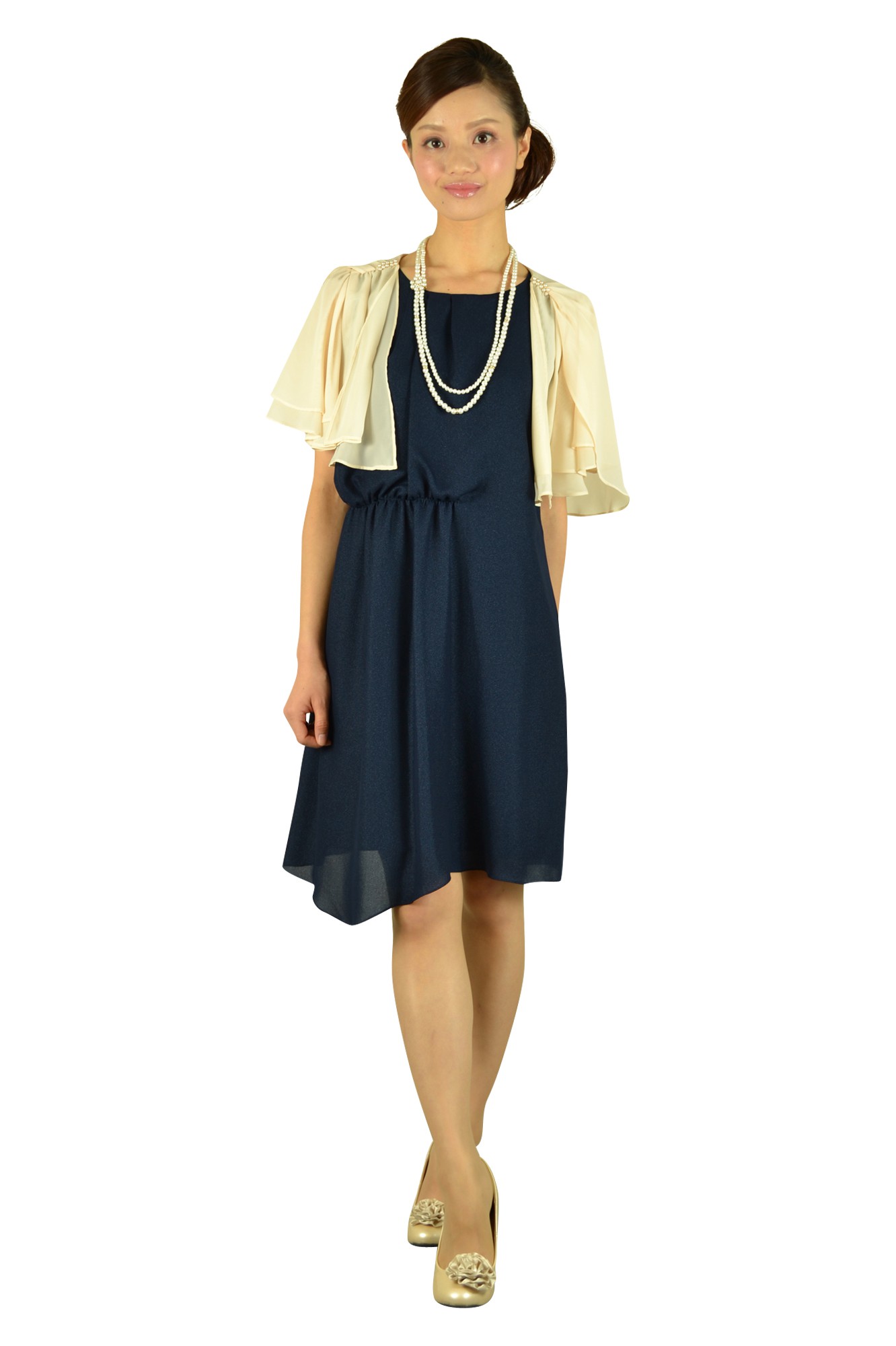 ネイビーアシンメトリードレス