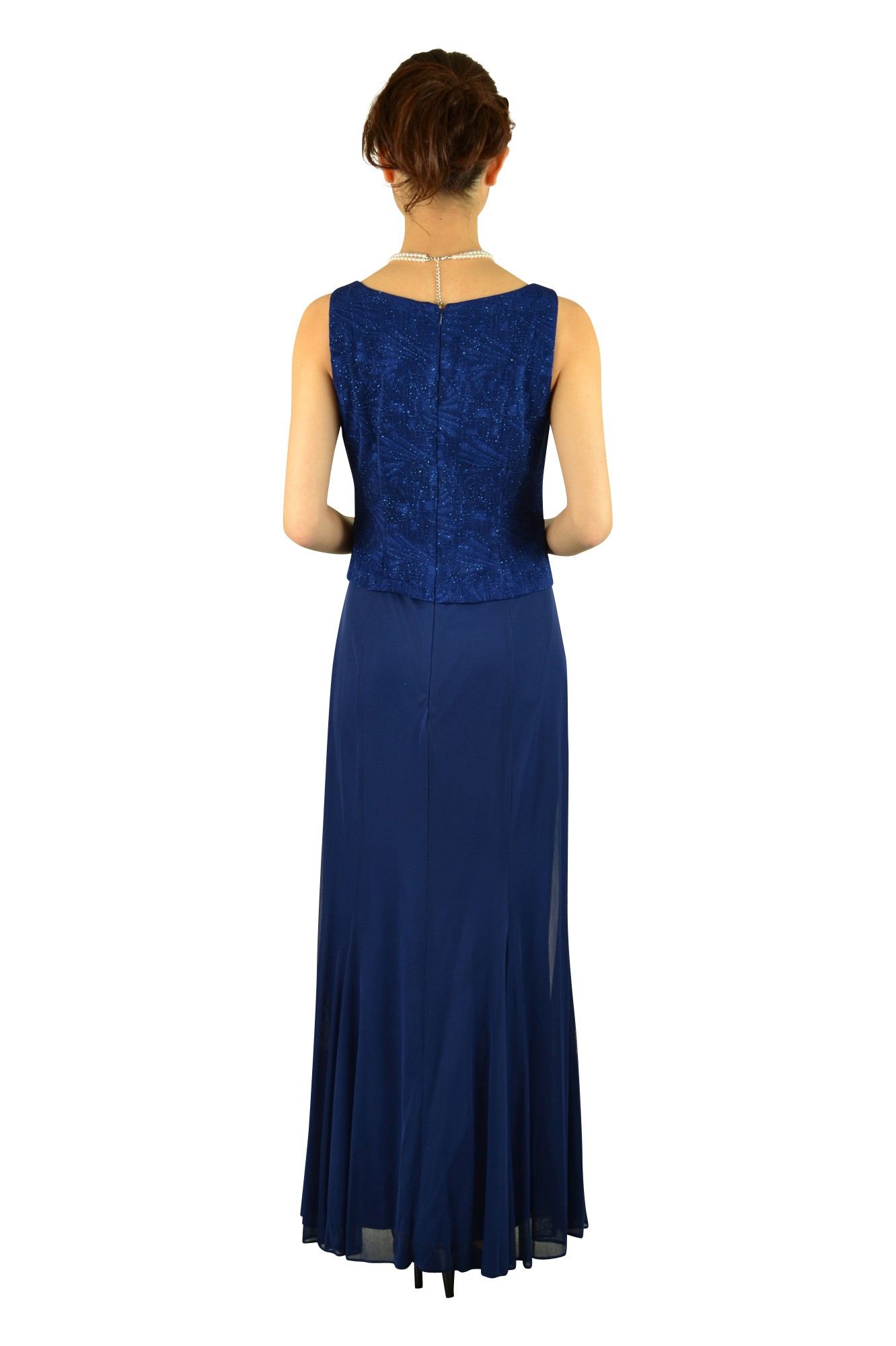 ジャケット付ブルーロングドレスセット