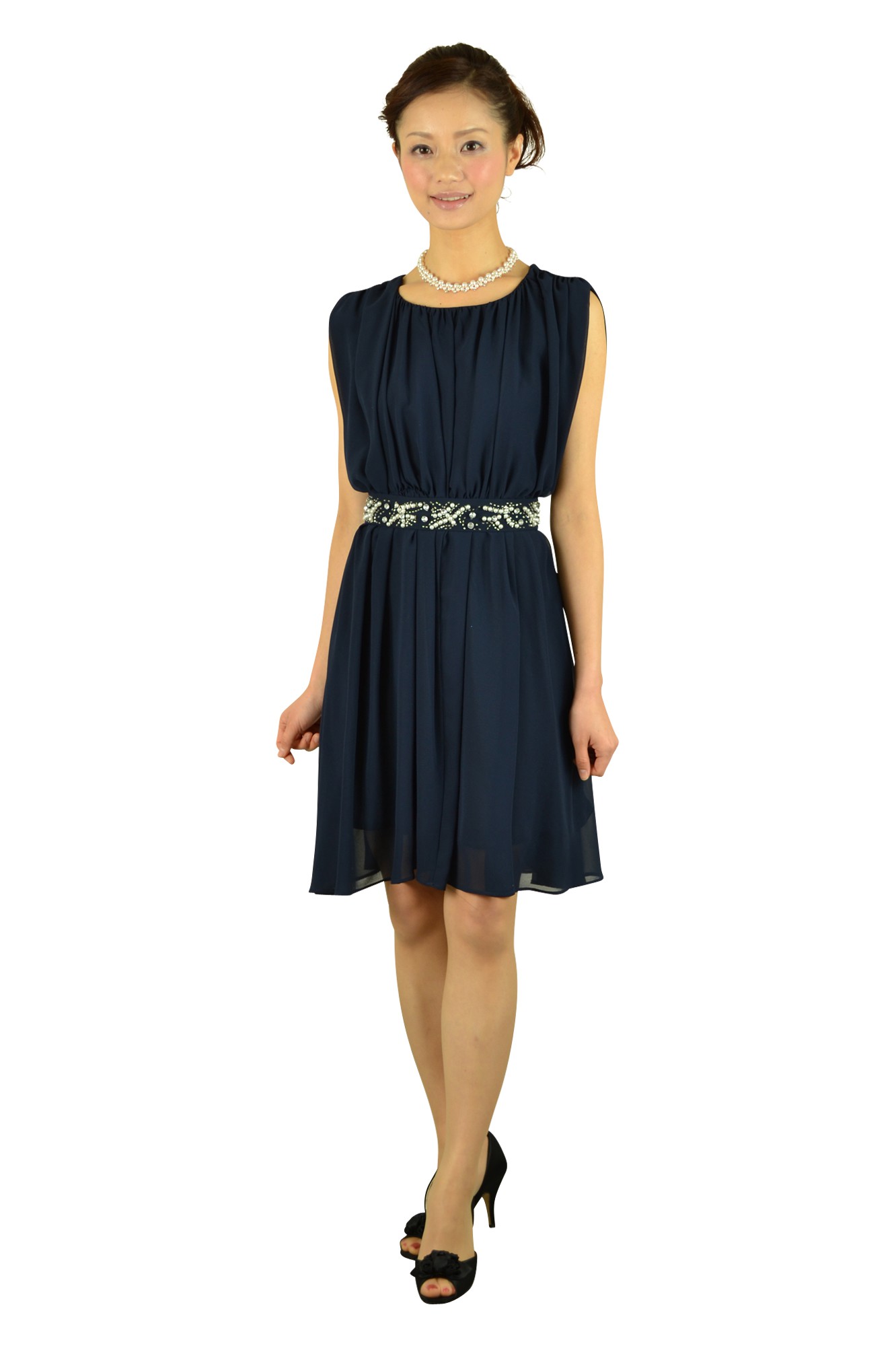 ネイビーベルトビジュドレスセット