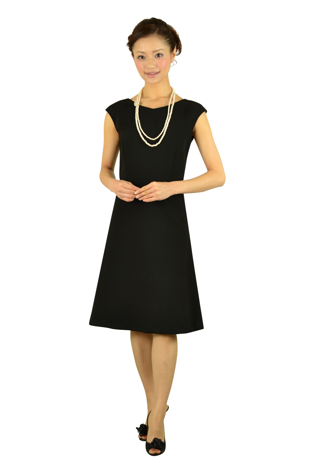 上質ブラックミディドレスセット