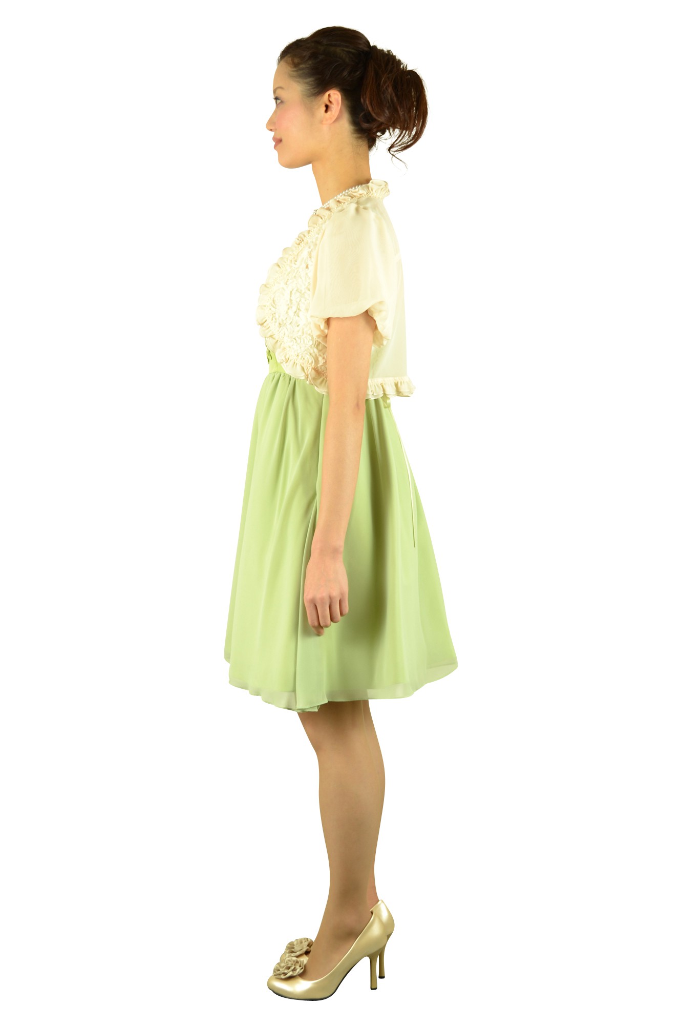 メロンカラーフラワードレスセット