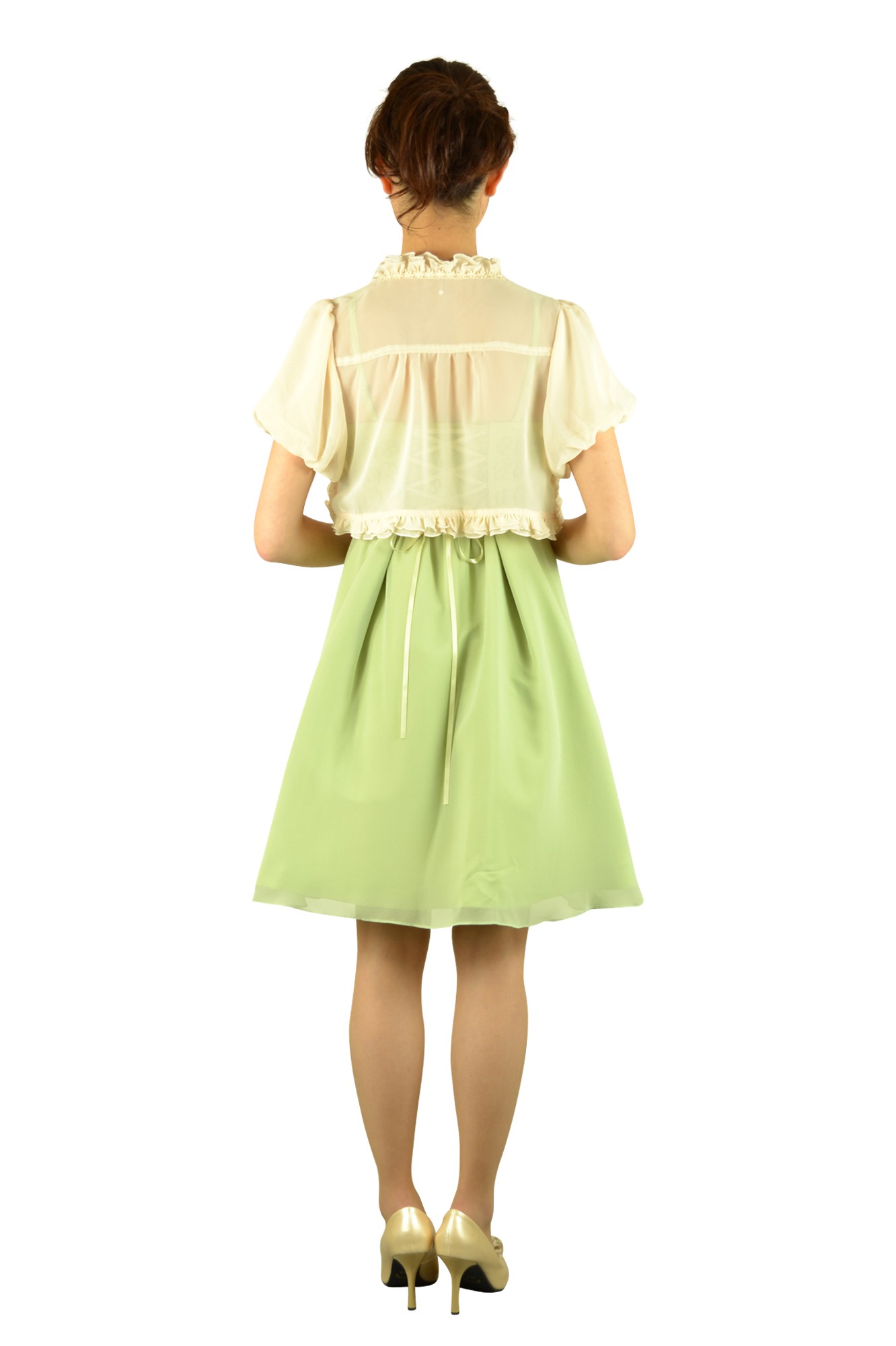 メロンカラーフラワードレスセット