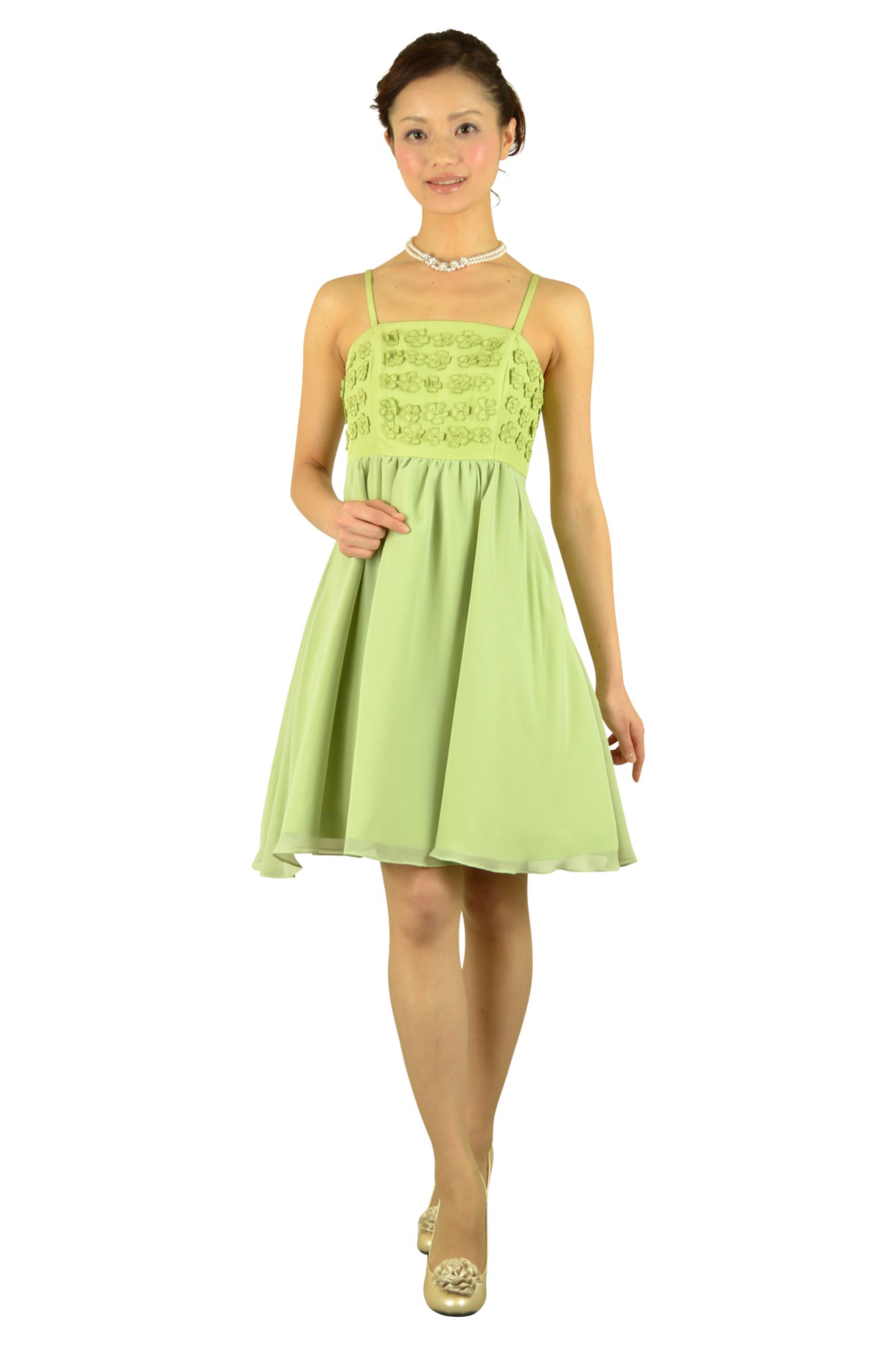 メロンカラーフラワードレスセット