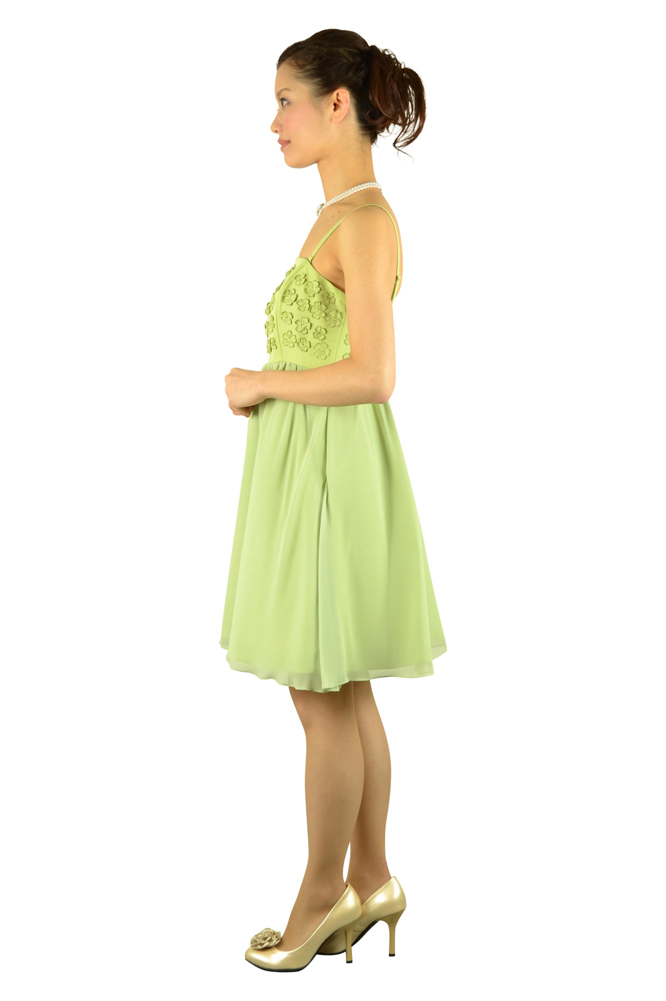 メロンカラーフラワードレスセット