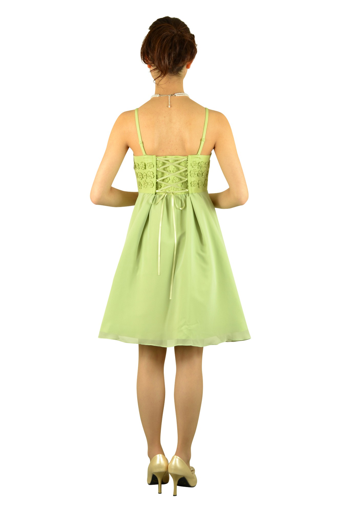 メロンカラーフラワードレスセット