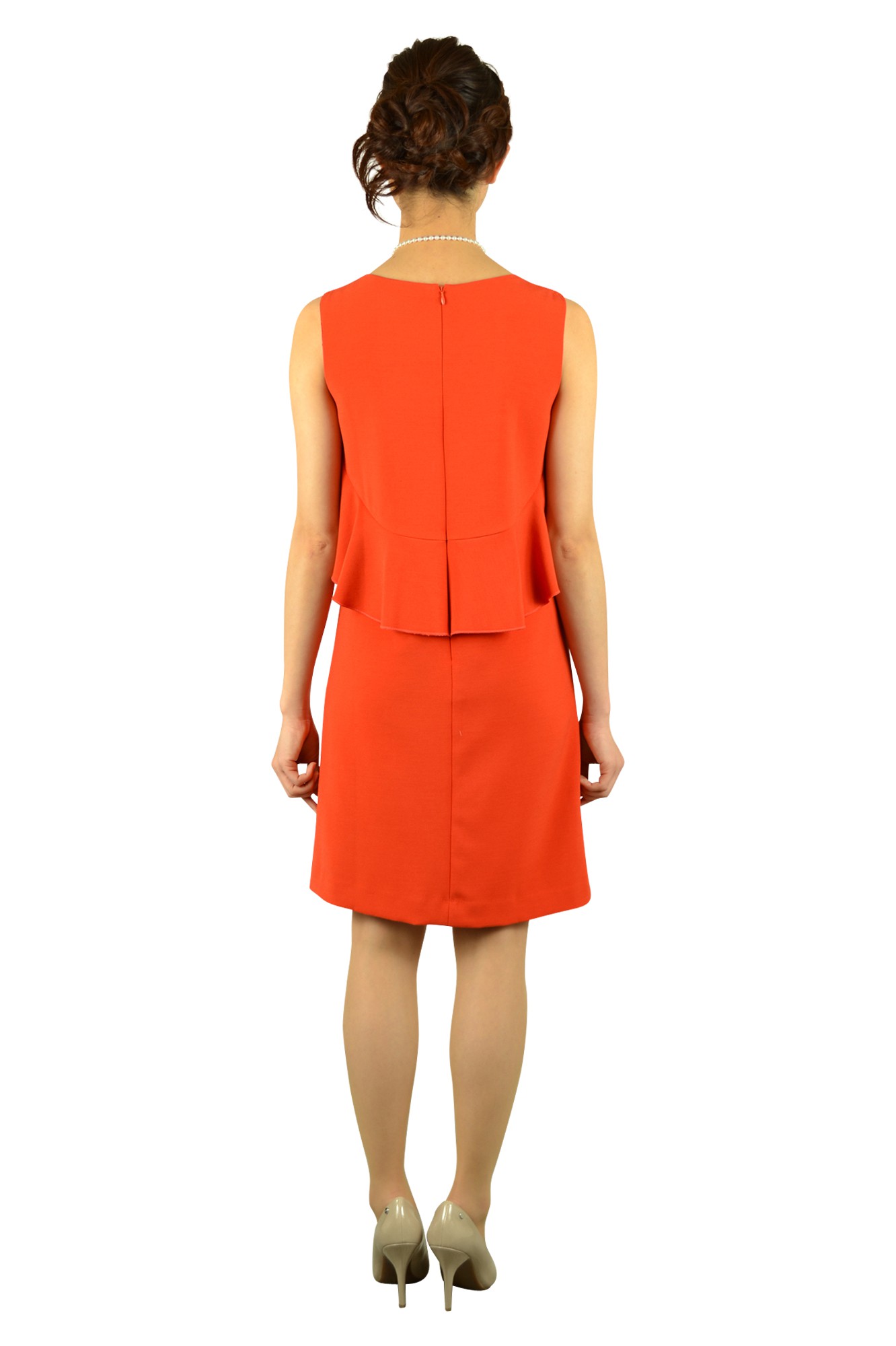 オレンジフリルドレスセット