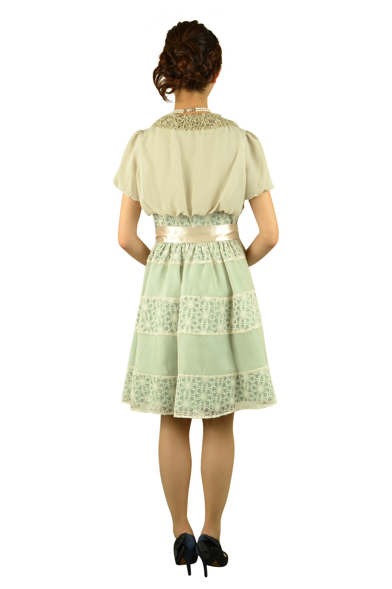 フラワーレースグリーンドレスセット