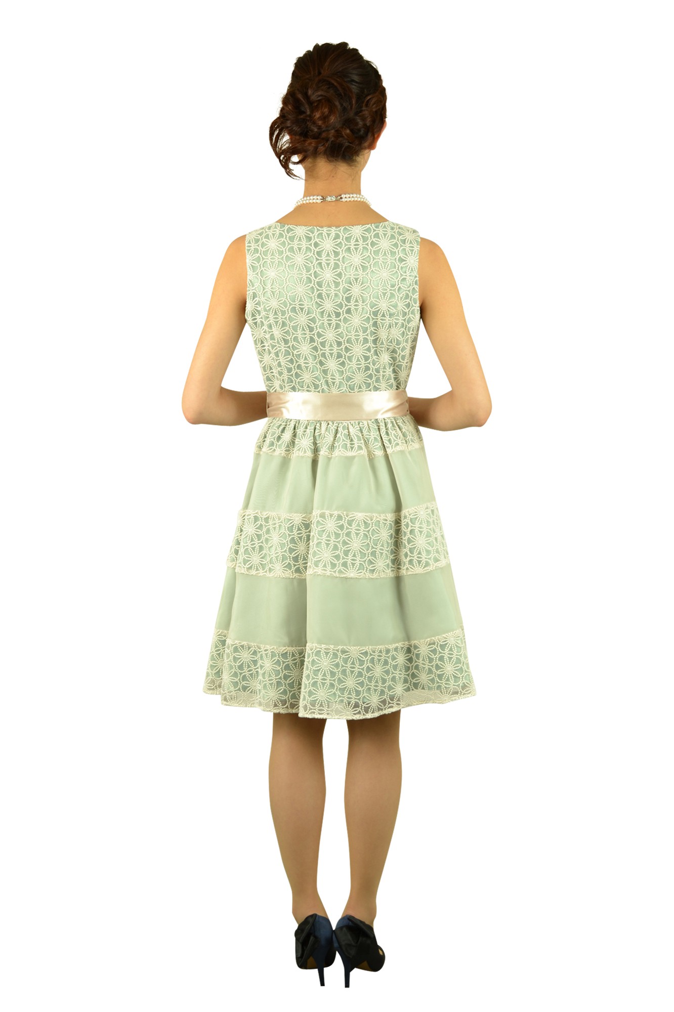 フラワーレースグリーンドレスセット