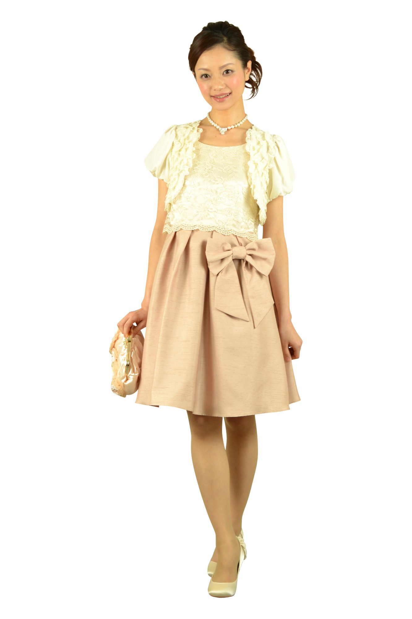 レースピンクリボンドレスセット