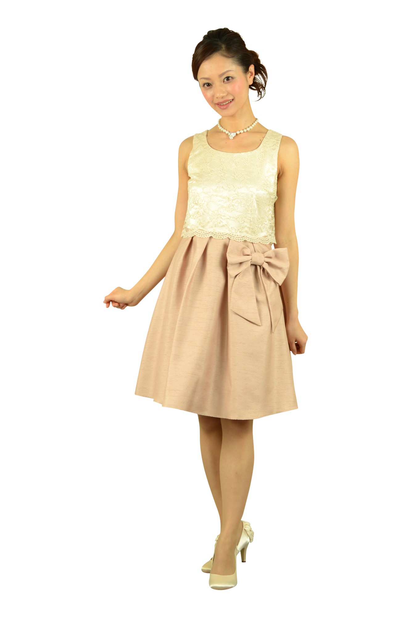 レースピンクリボンドレスセット