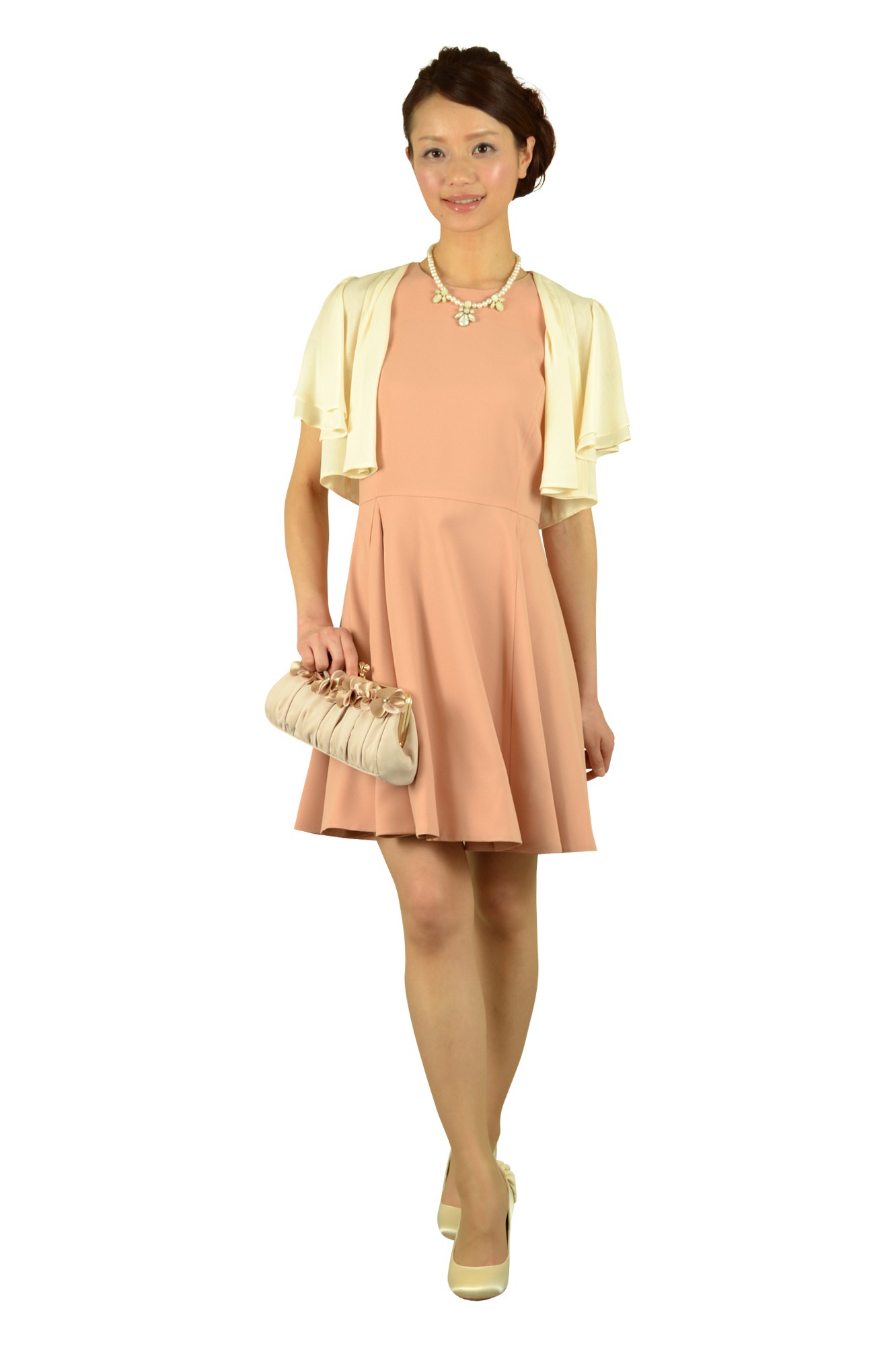 上品ベージュオレンジドレス