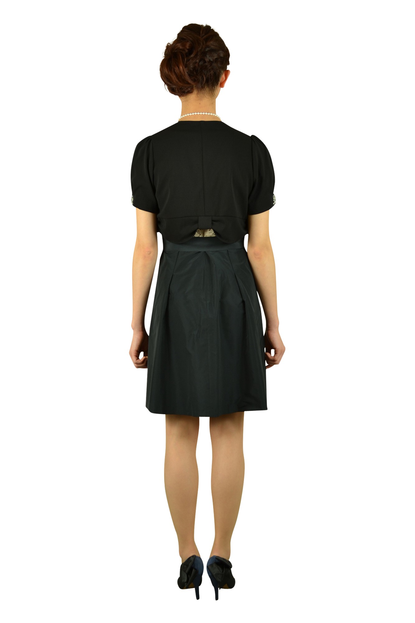 ベージュレース切り替えドレスセット