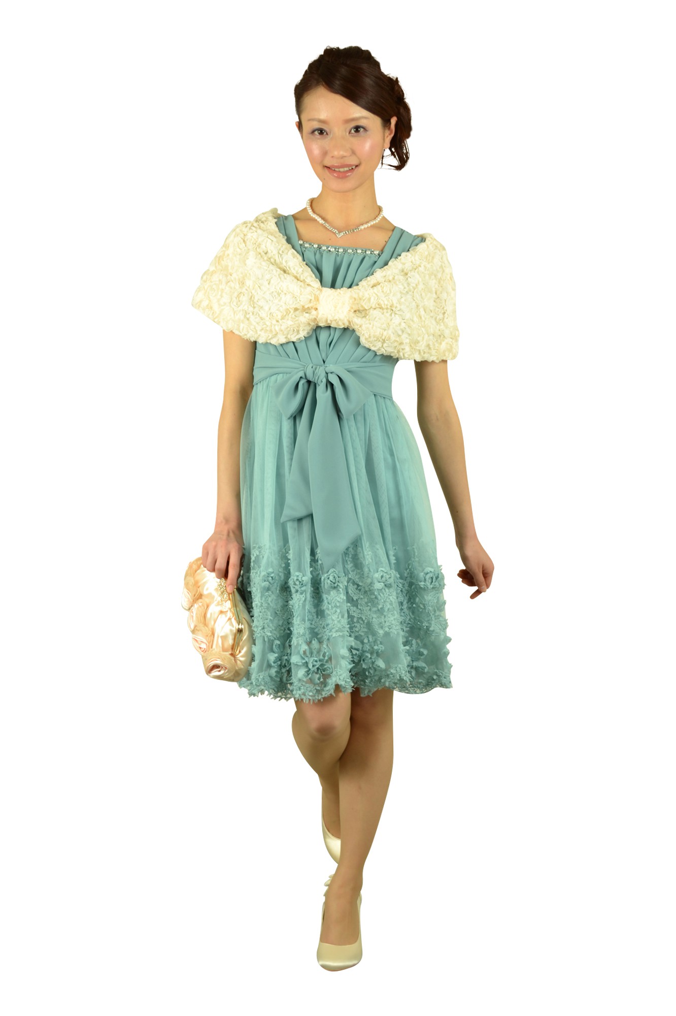 ミントカラーチュールドレスセット