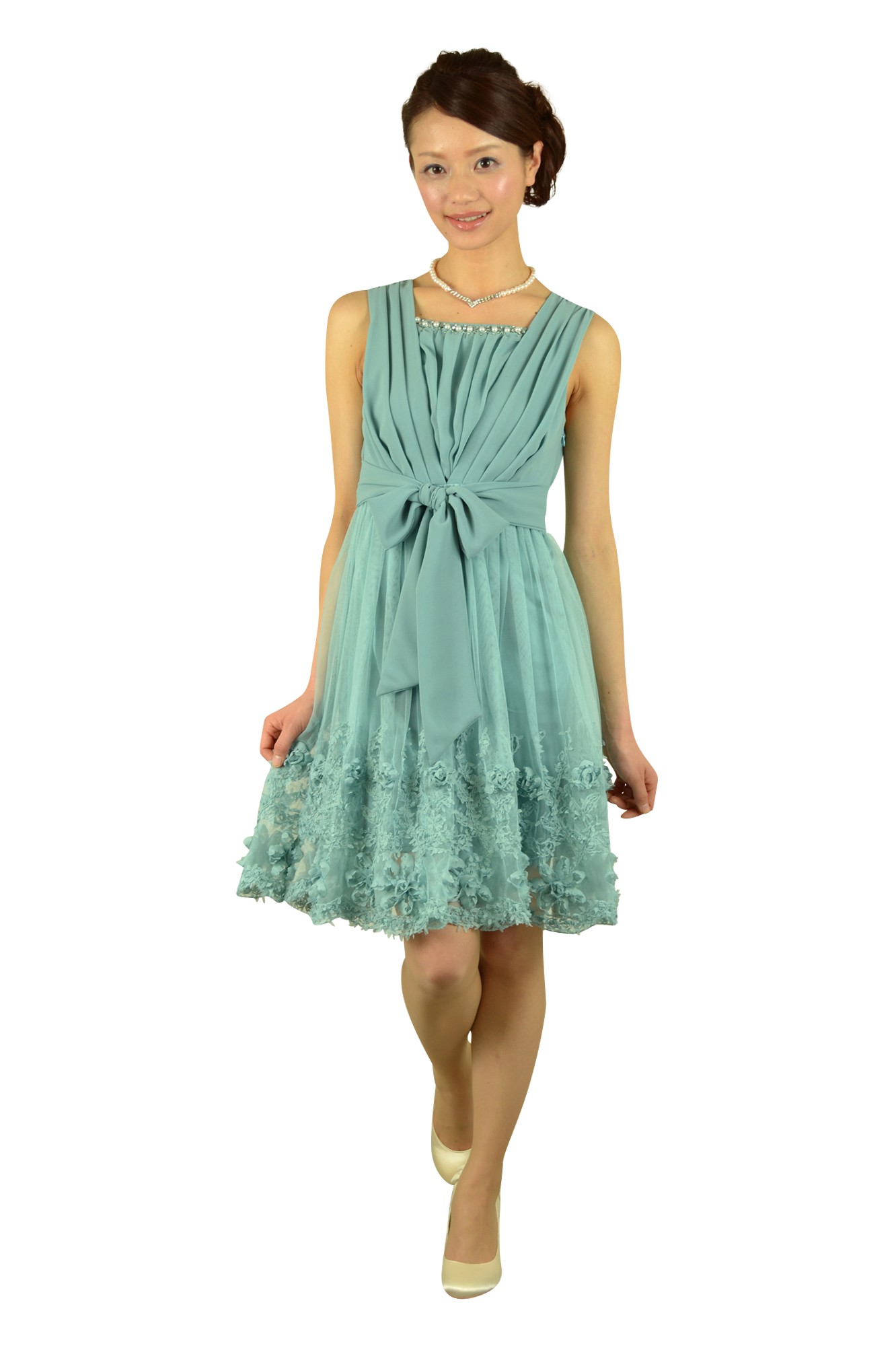 ミントカラーチュールドレスセット