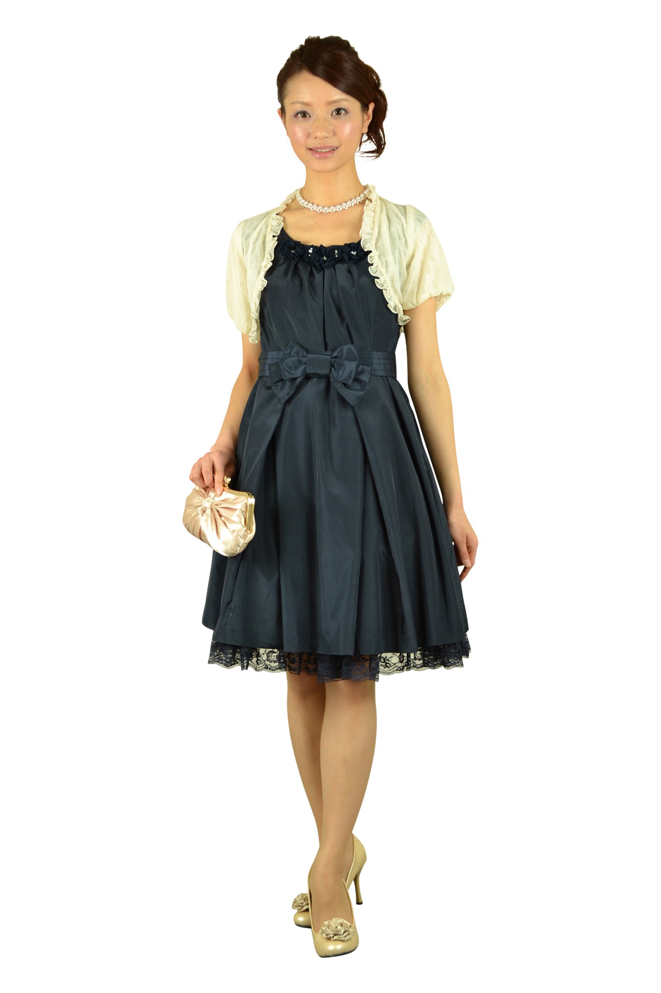 ガマグチ上品シャンパンバッグ