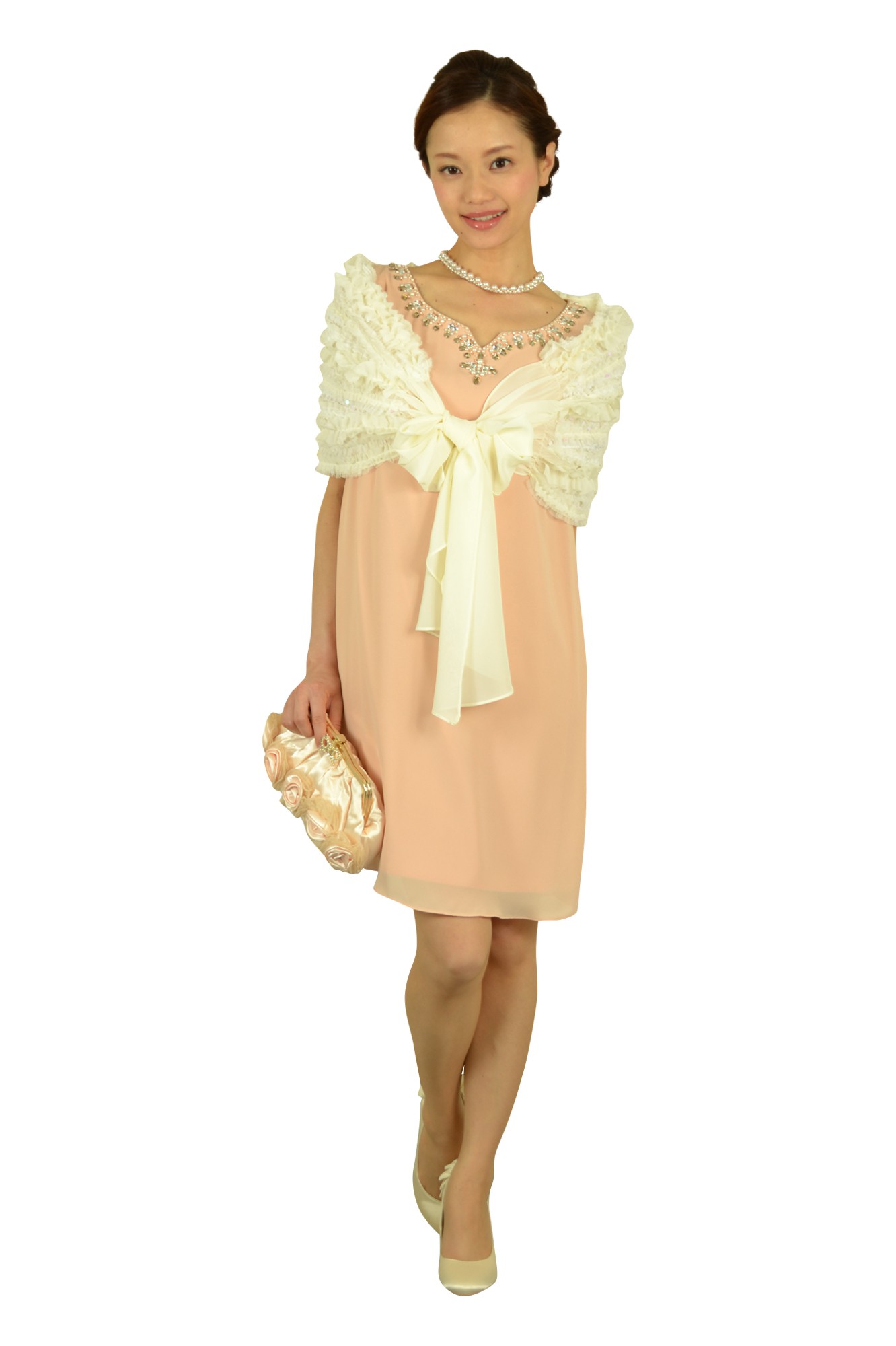 胸元ビジュベビーピンクドレスセット