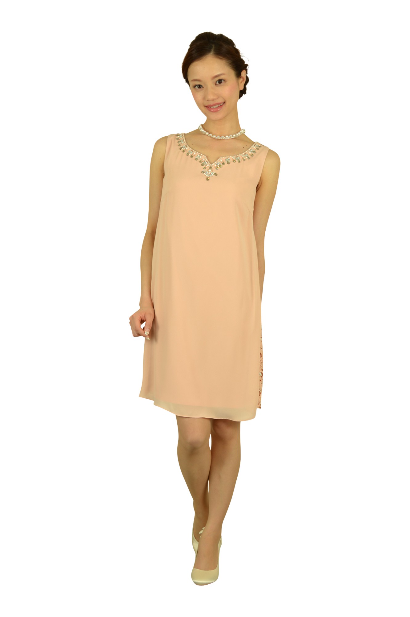 胸元ビジュベビーピンクドレスセット