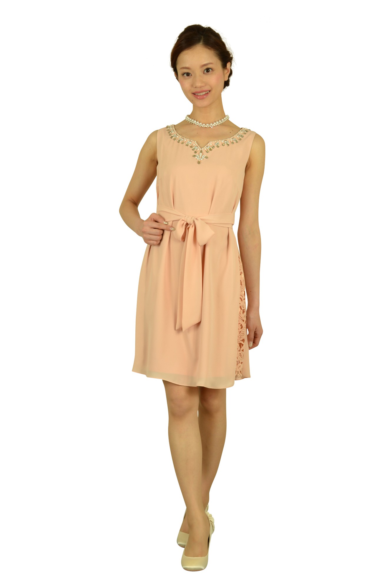 胸元ビジュベビーピンクドレスセット