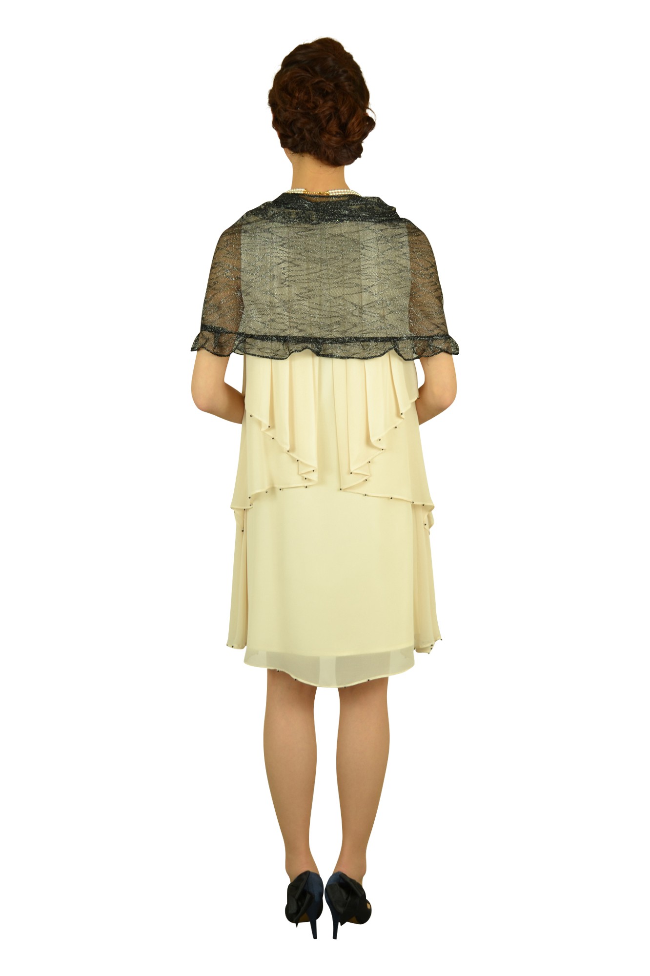 アイボリーブラックビーズドレスセット