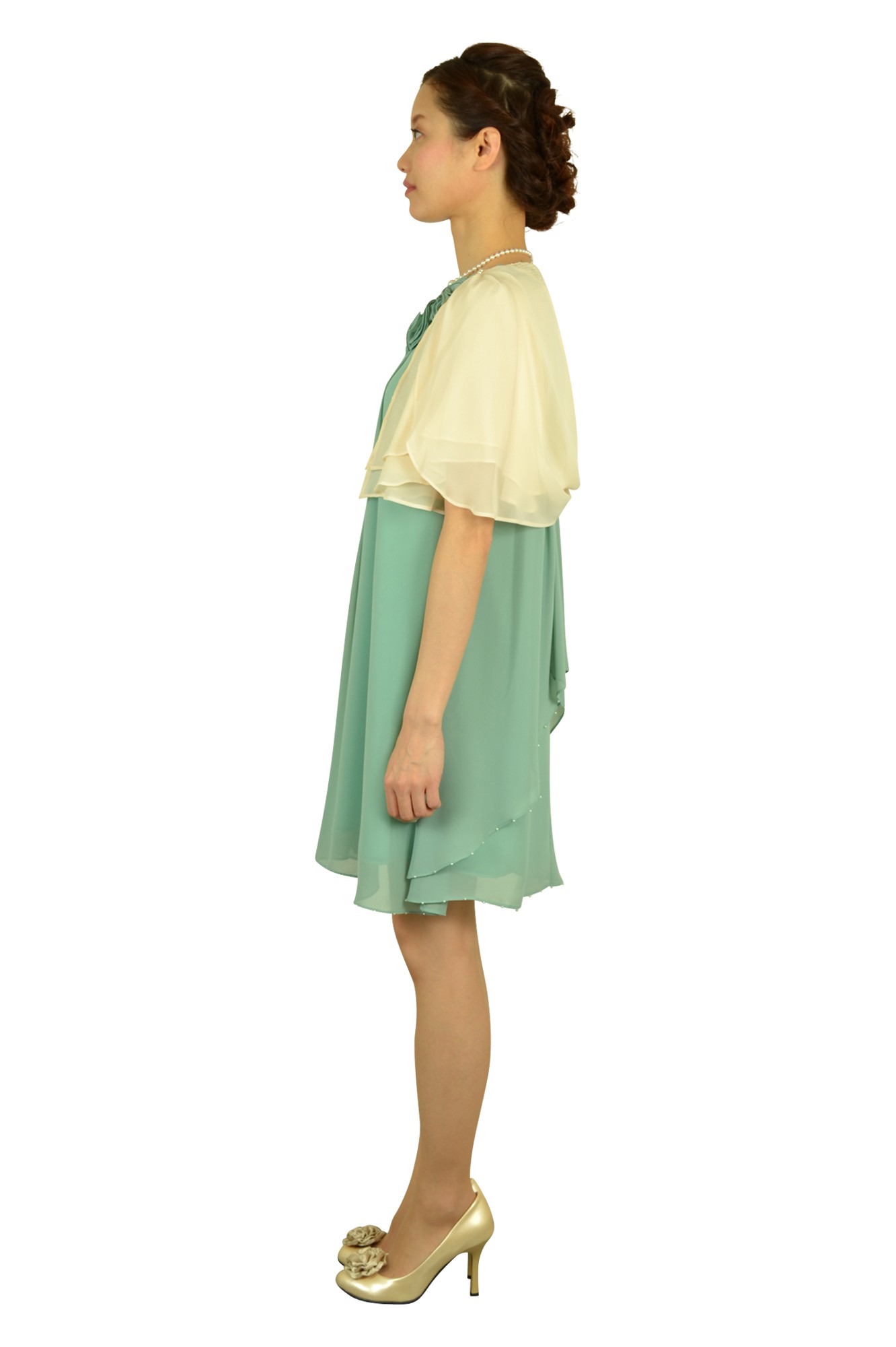 ミントカラーローズドレスセット